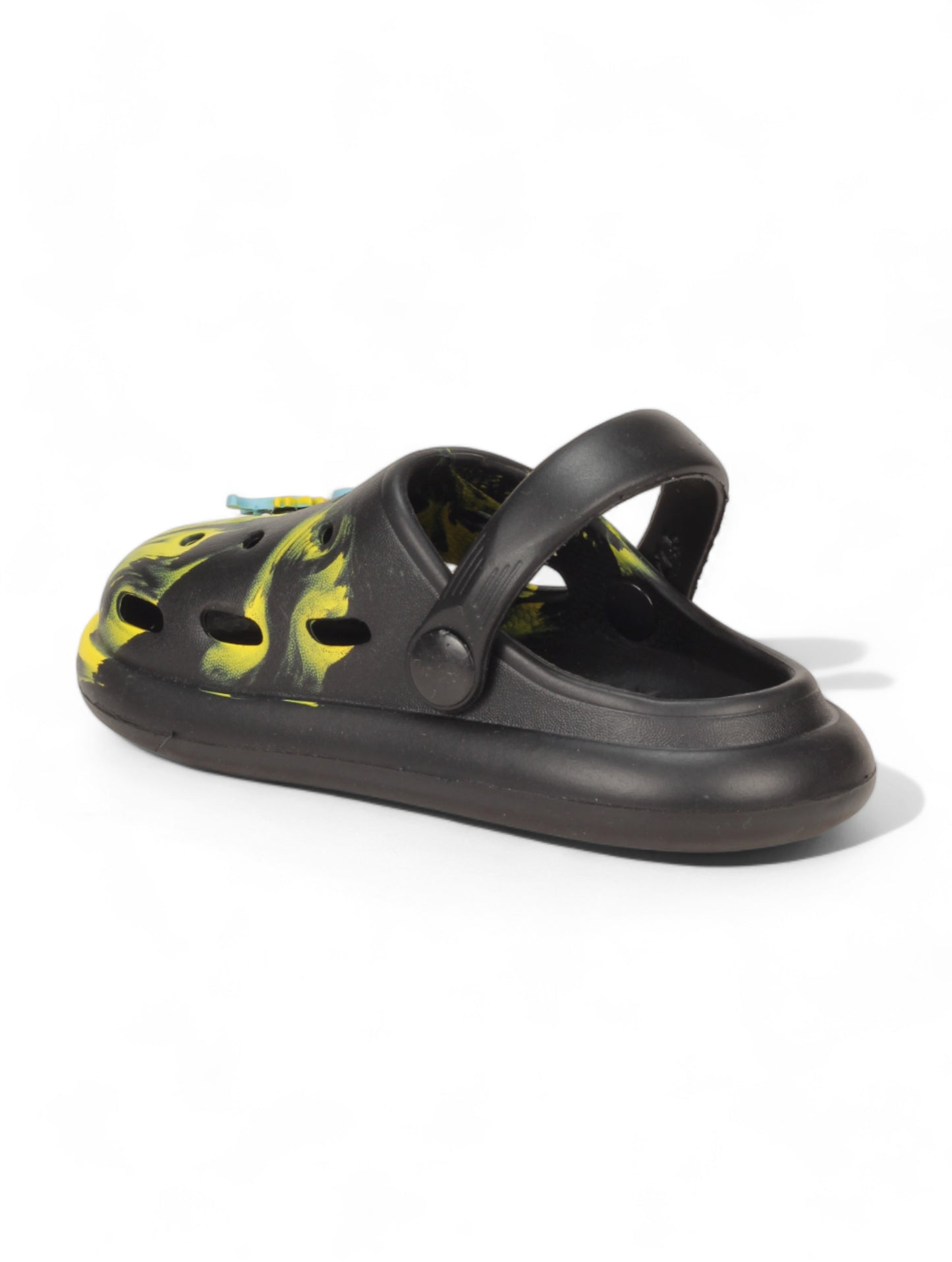 Marble Look Dinosaur Applique Anti-Slip Clogs - Black