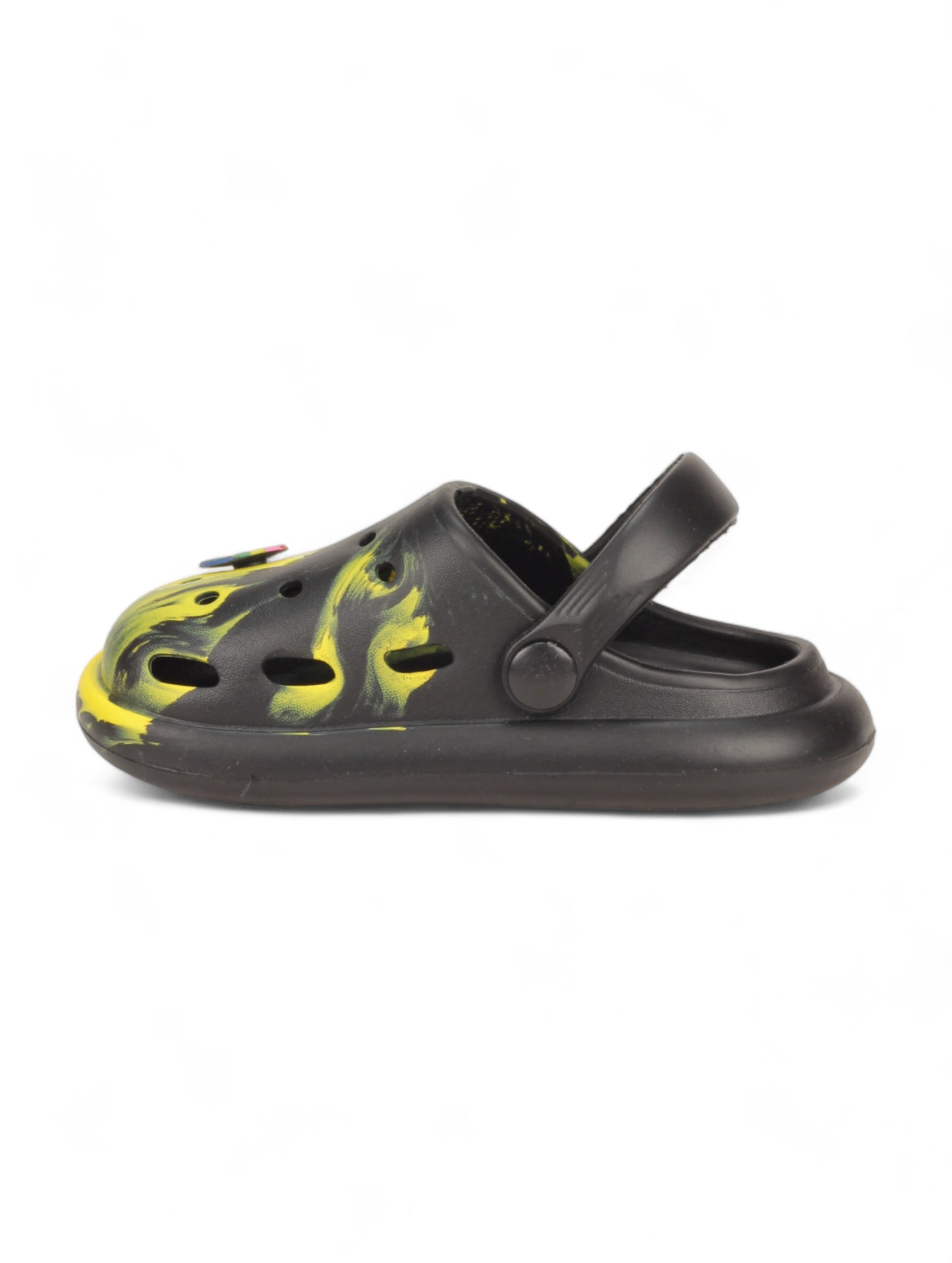 Marble Look Smily Applique Anti-Slip Clogs - Black