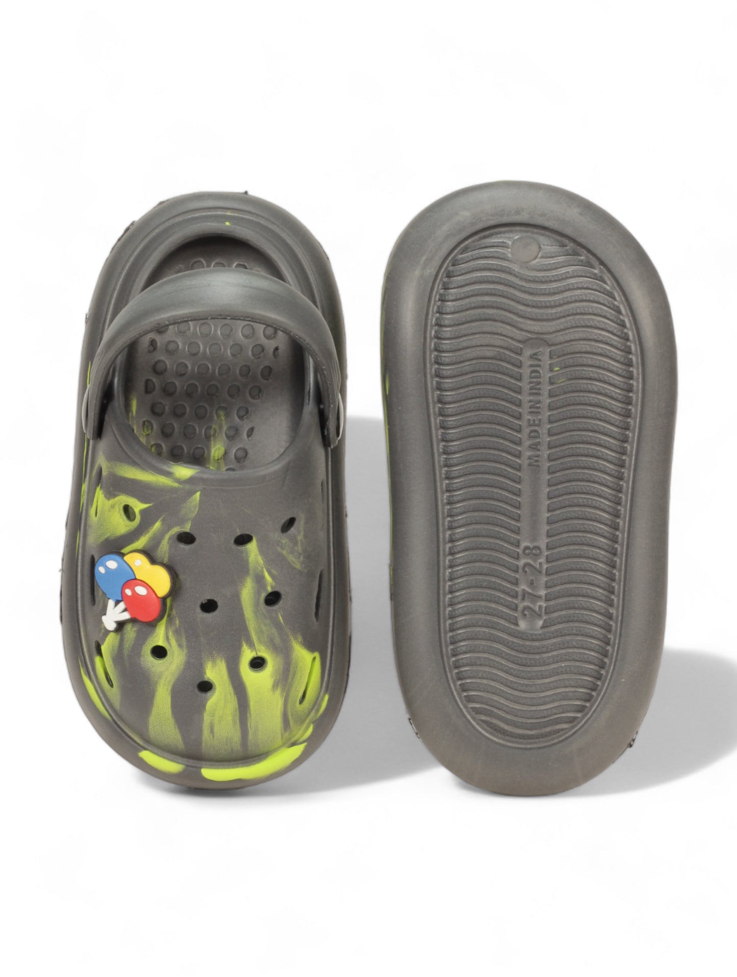 Marble Look Balloon Applique Anti-Slip Clogs - Grey