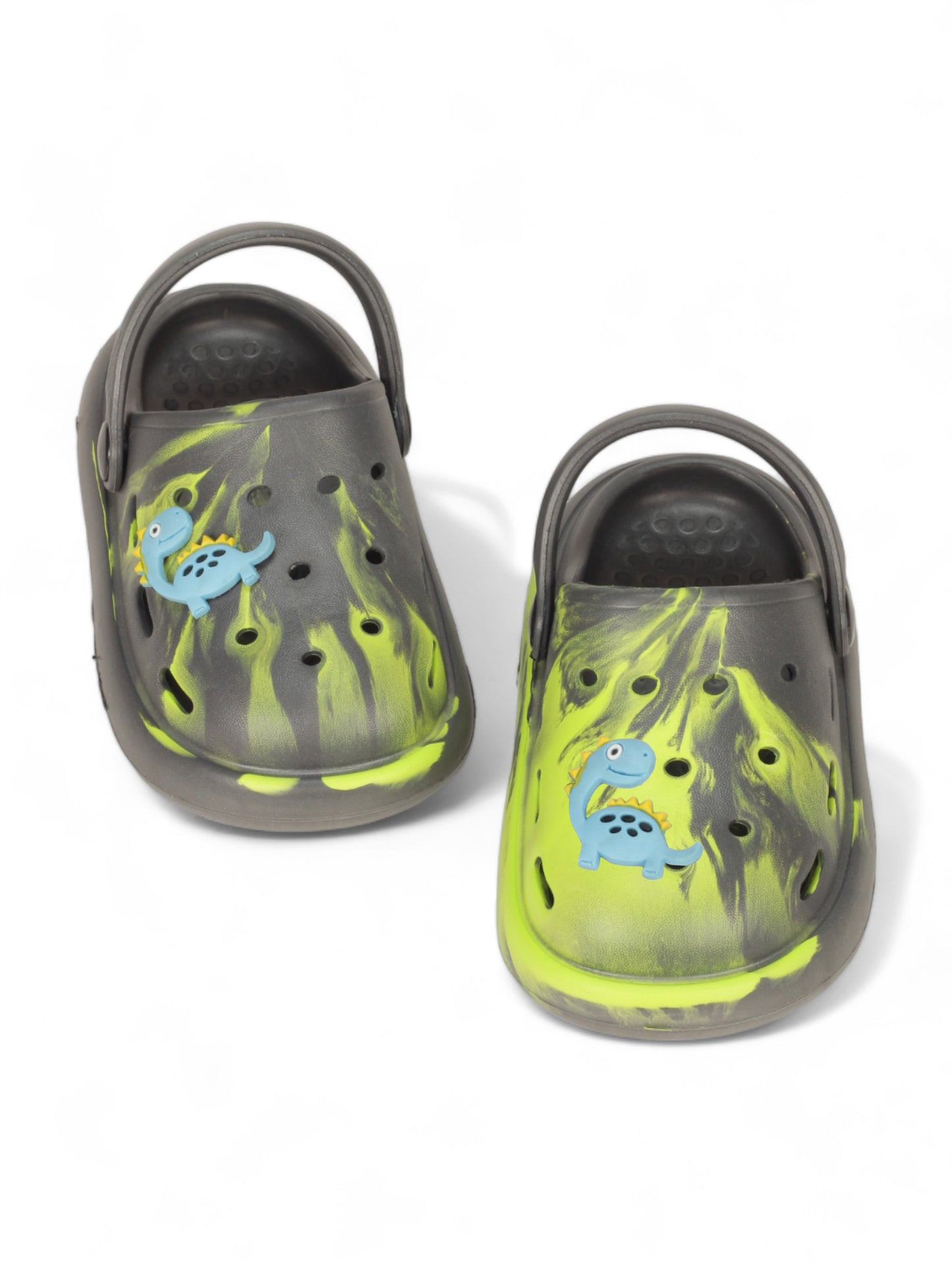 Marble Look Dinosaur Applique Anti-Slip Clogs - Grey