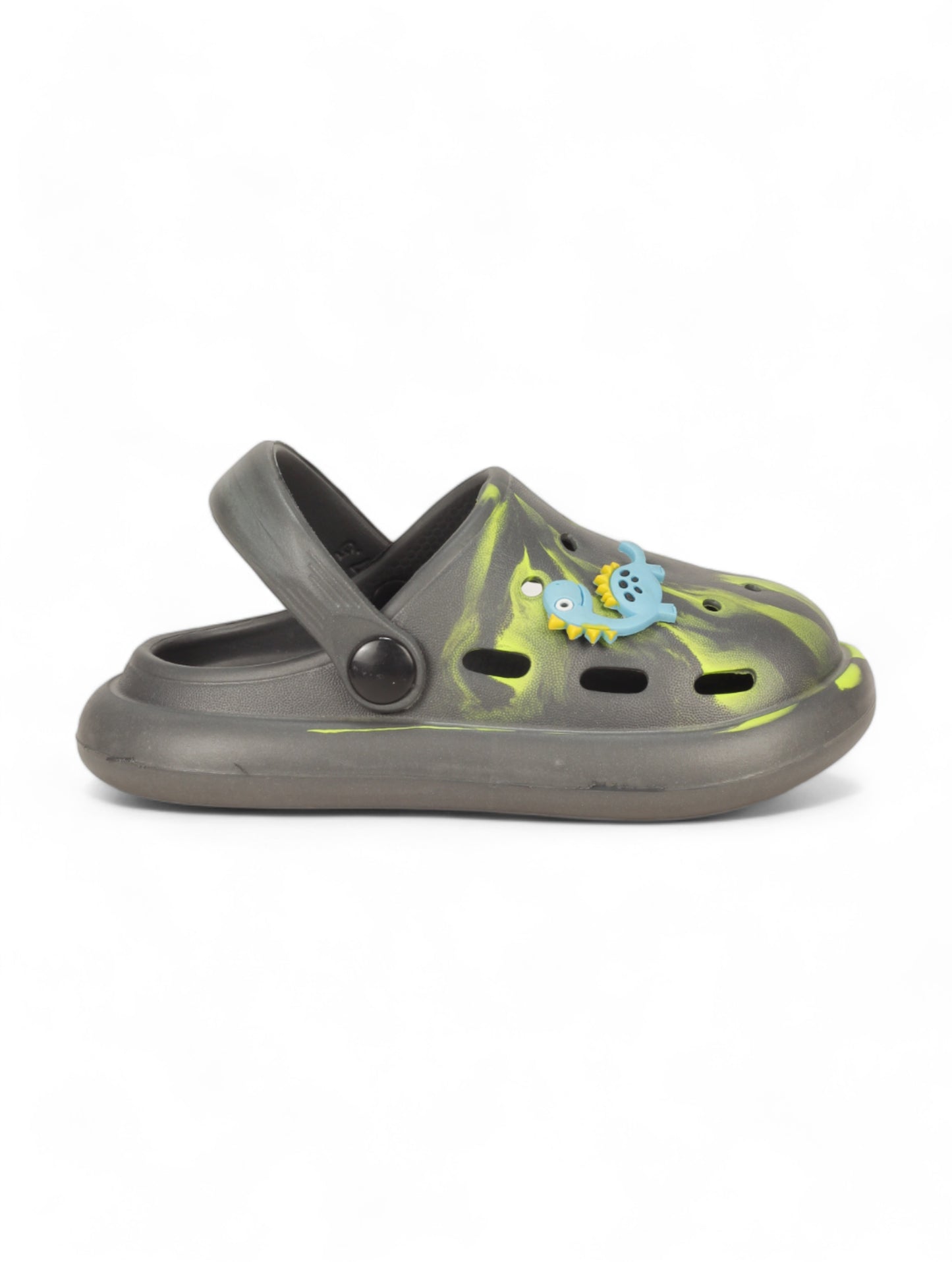Marble Look Dinosaur Applique Anti-Slip Clogs - Grey