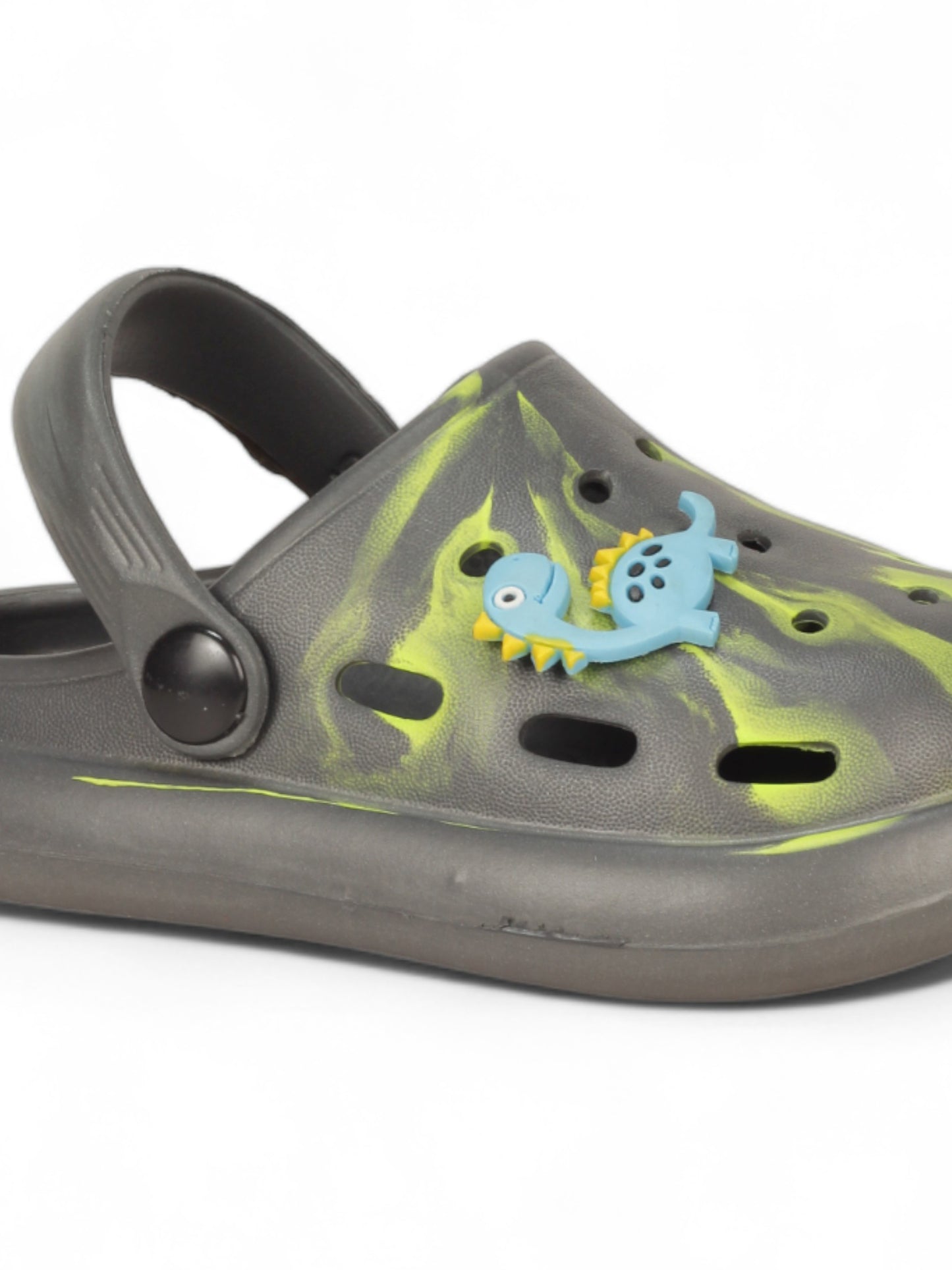 Marble Look Dinosaur Applique Anti-Slip Clogs - Grey