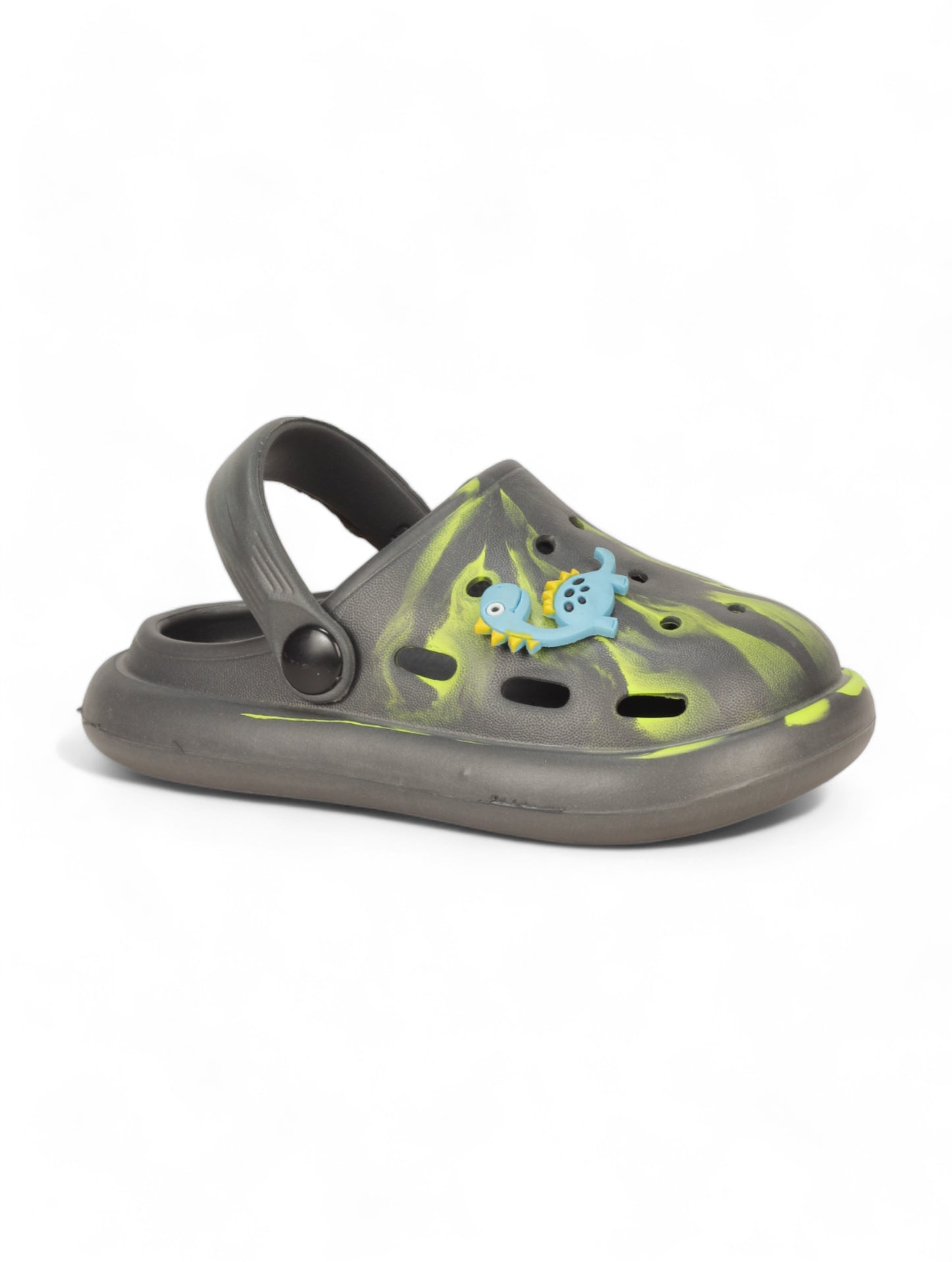 Marble Look Dinosaur Applique Anti-Slip Clogs - Grey