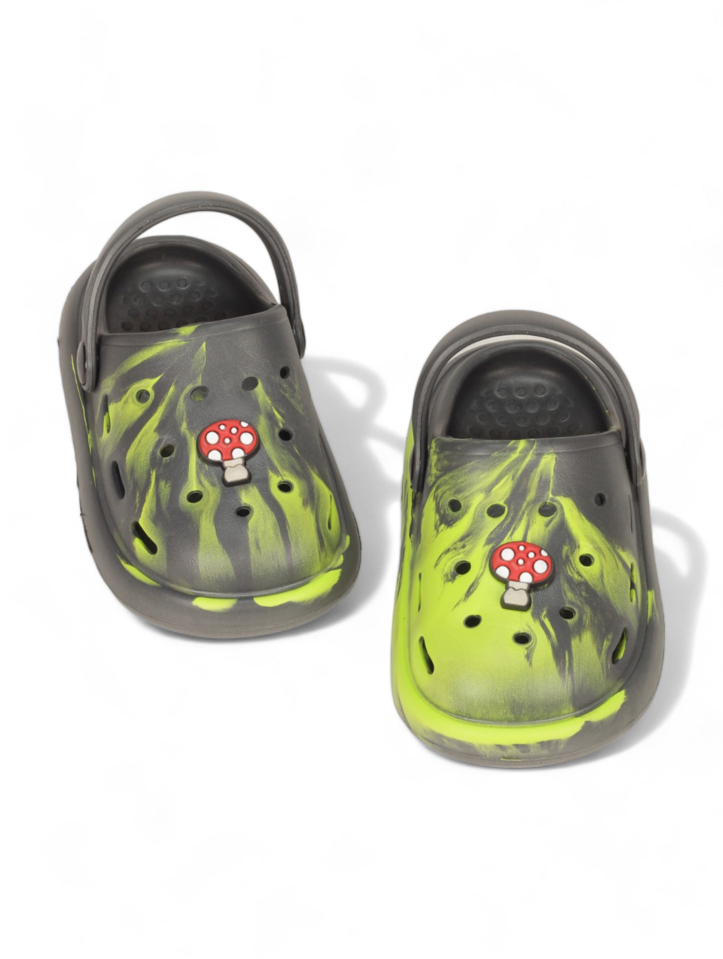 Marble Look Mushroom Applique Anti-Slip Clogs - Grey