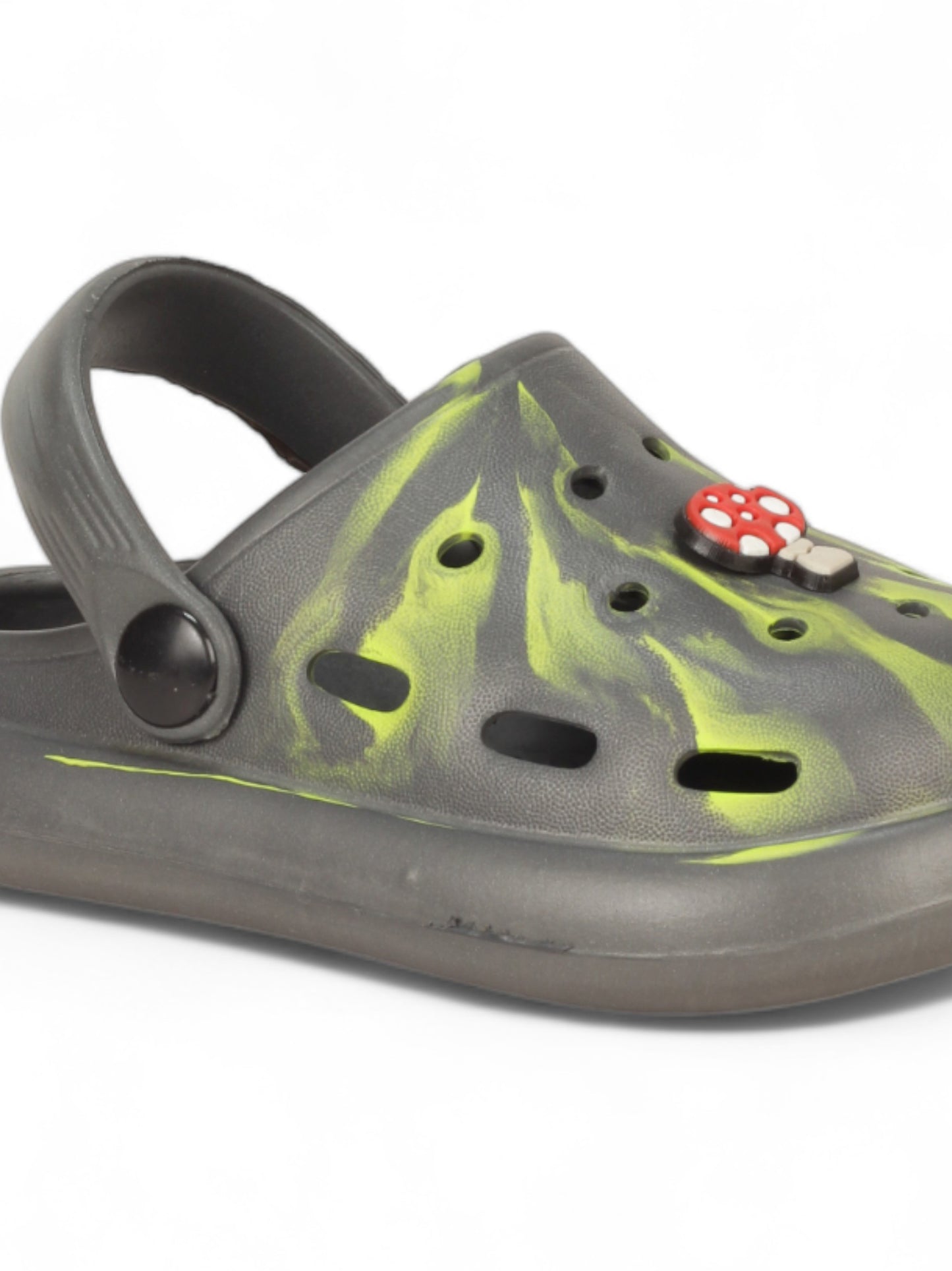 Marble Look Mushroom Applique Anti-Slip Clogs - Grey