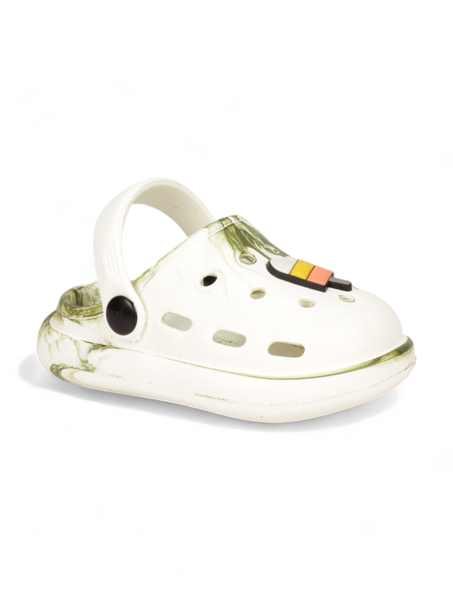 Marble Look Ice Cream Applique Anti-Slip Clogs - White