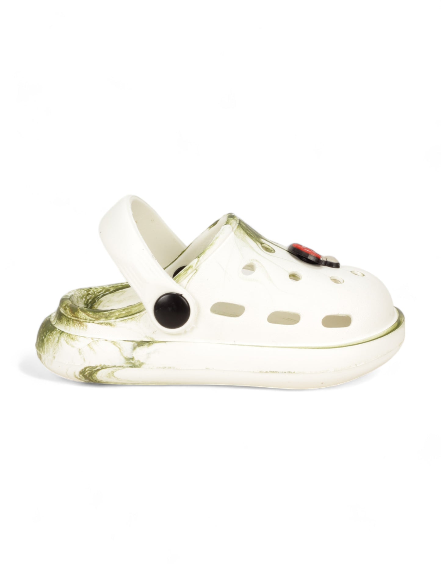 Marble Look Mushroom Applique Anti-Slip Clogs - White