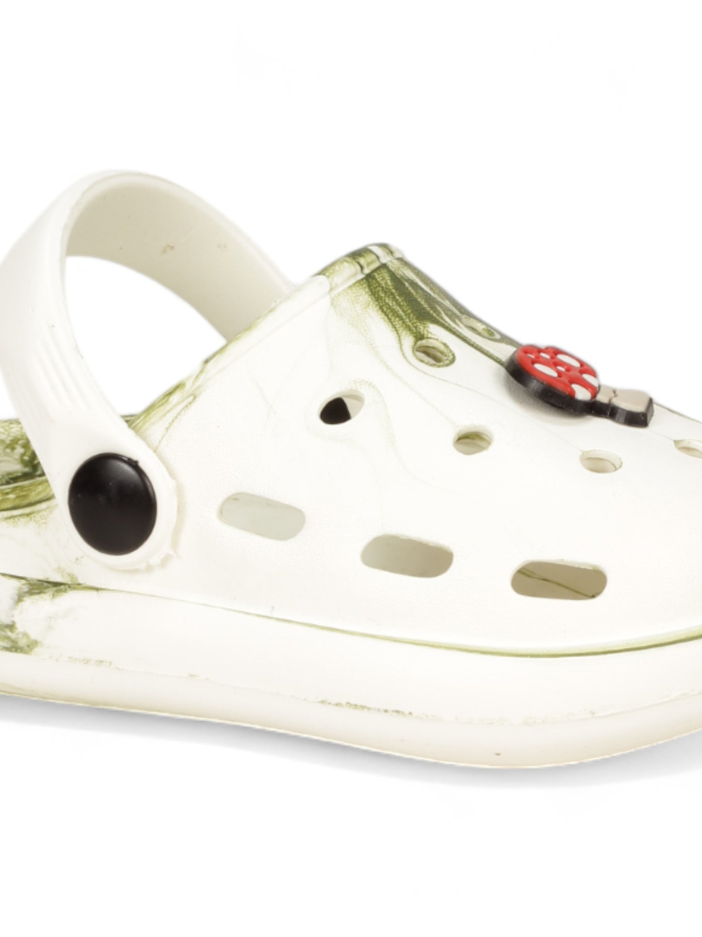Marble Look Mushroom Applique Anti-Slip Clogs - White