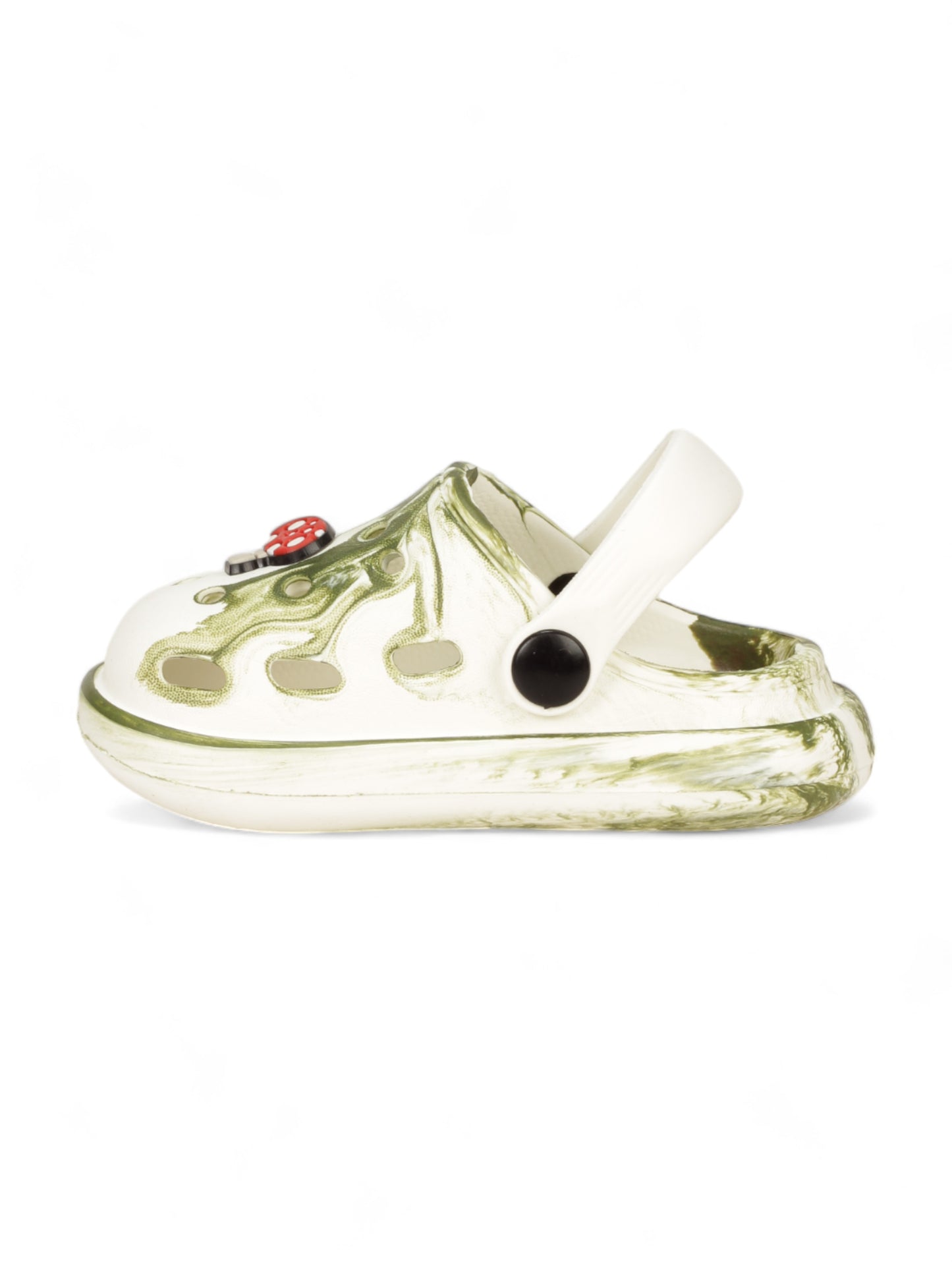 Marble Look Mushroom Applique Anti-Slip Clogs - White