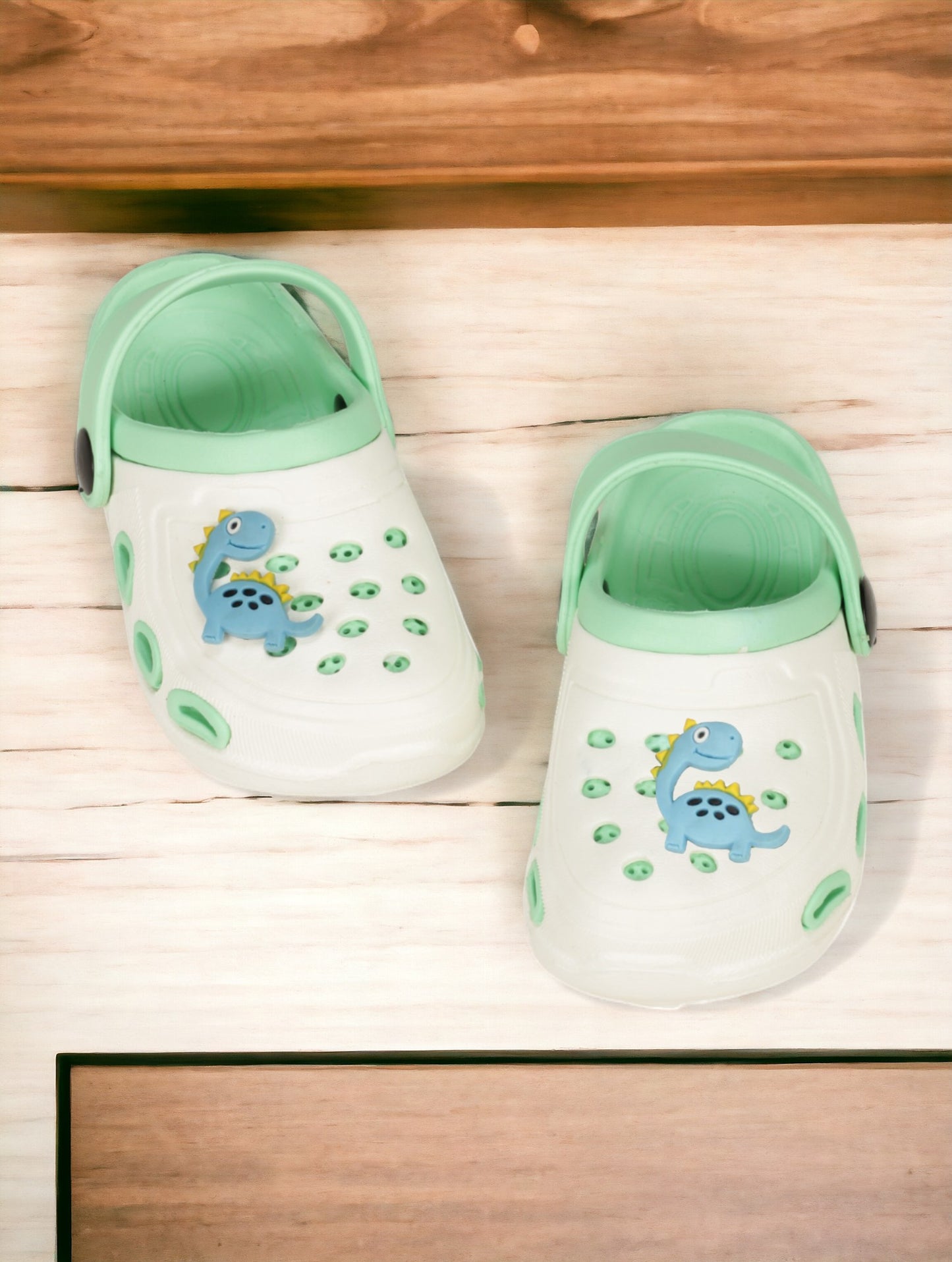 Dinosaur Applique Anti-Slip Clogs - Cream