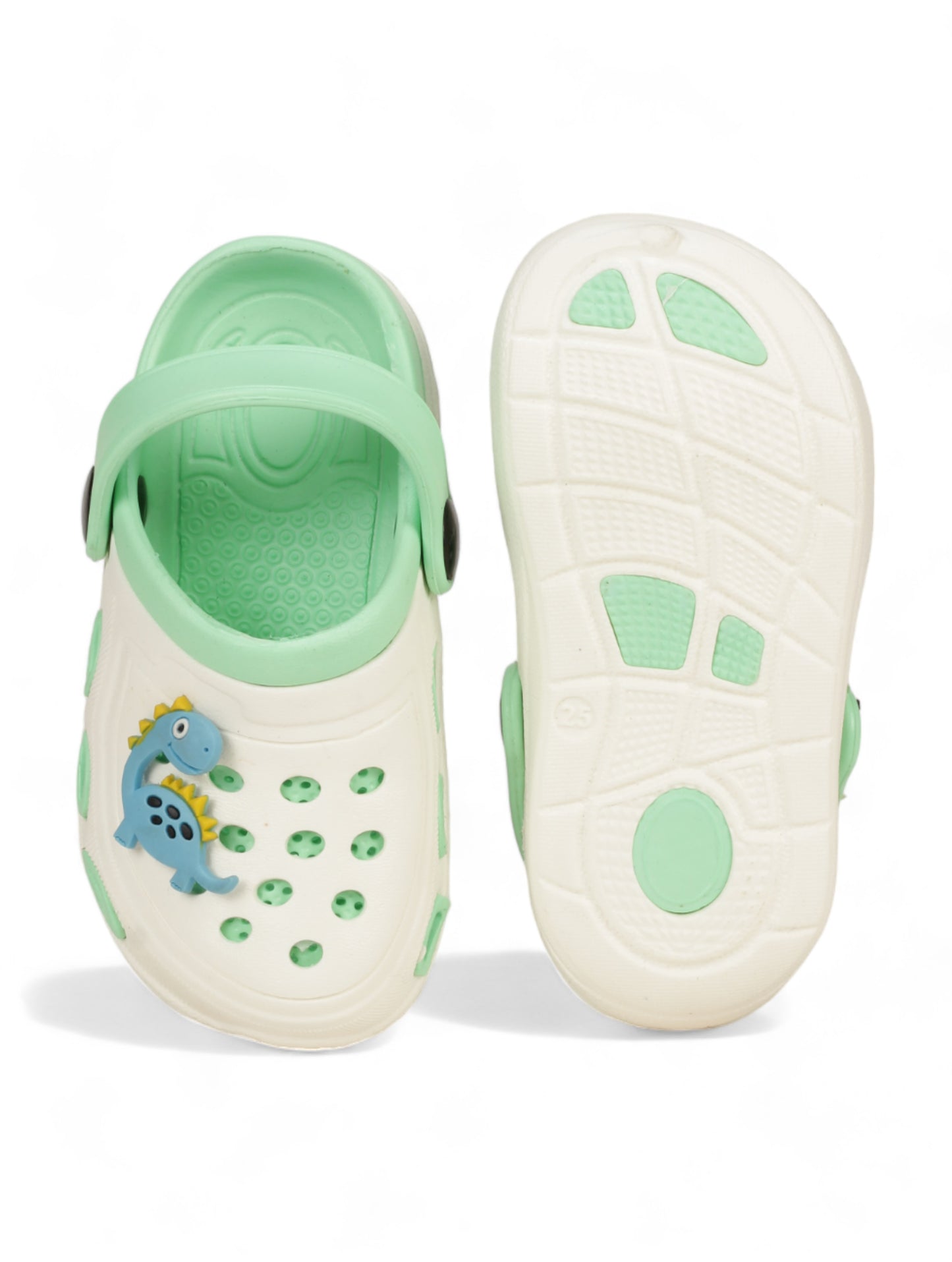 Dinosaur Applique Anti-Slip Clogs - Cream