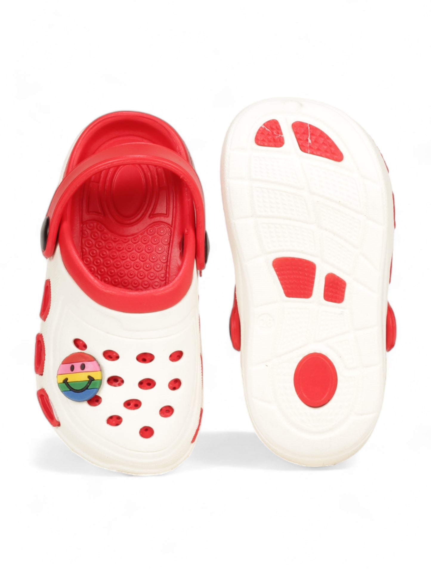 Smily Applique Anti-Slip Clogs - Cream