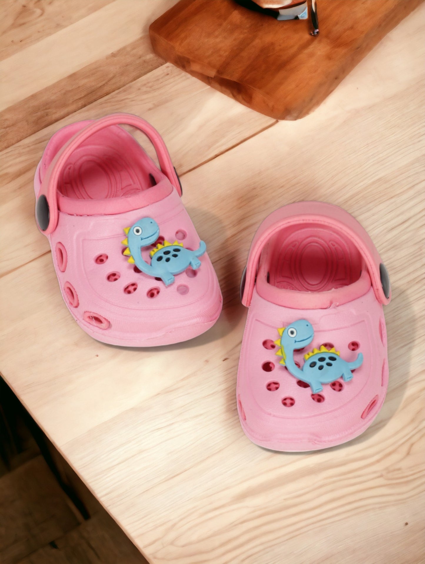 Dinosaur Applique Anti-Slip Clogs - Pink