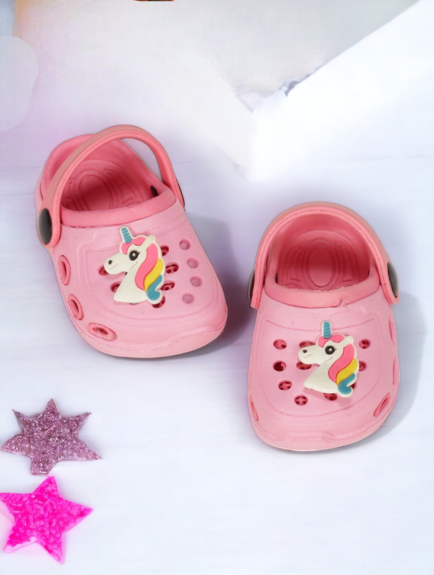 Unicorn Applique Anti-Slip Clogs - Pink