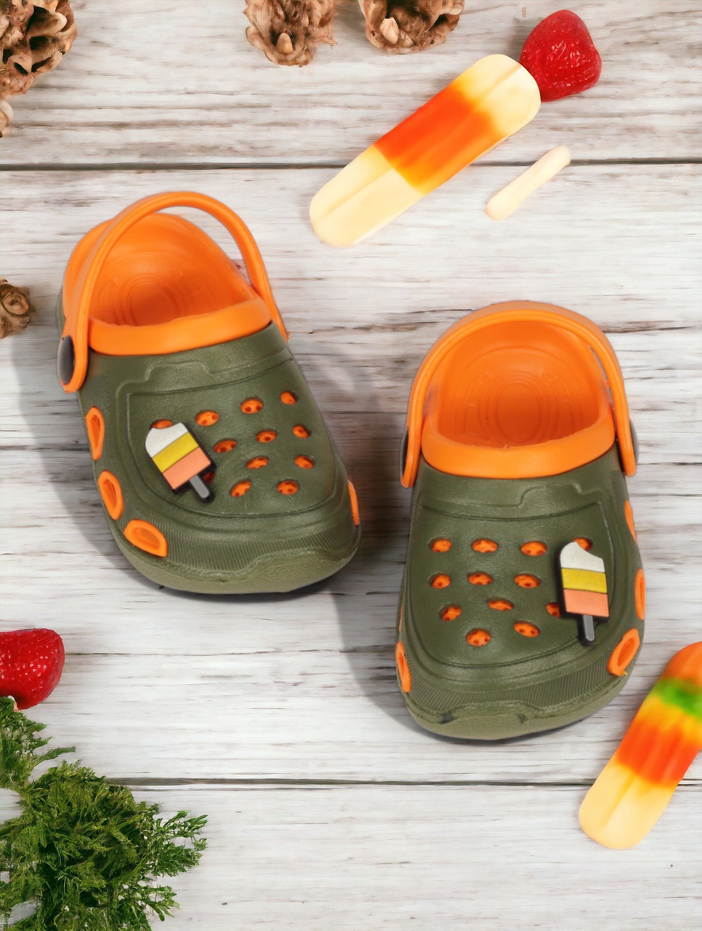 Ice Green Applique Anti-Slip Clogs - Green