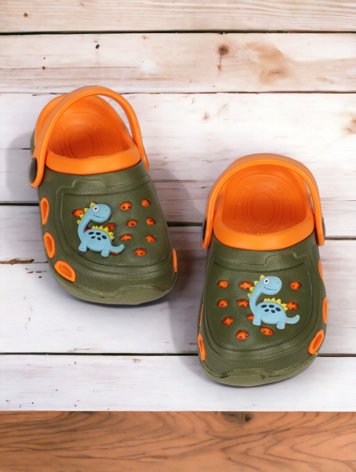 Dinosaur Applique Anti-Slip Clogs - Green