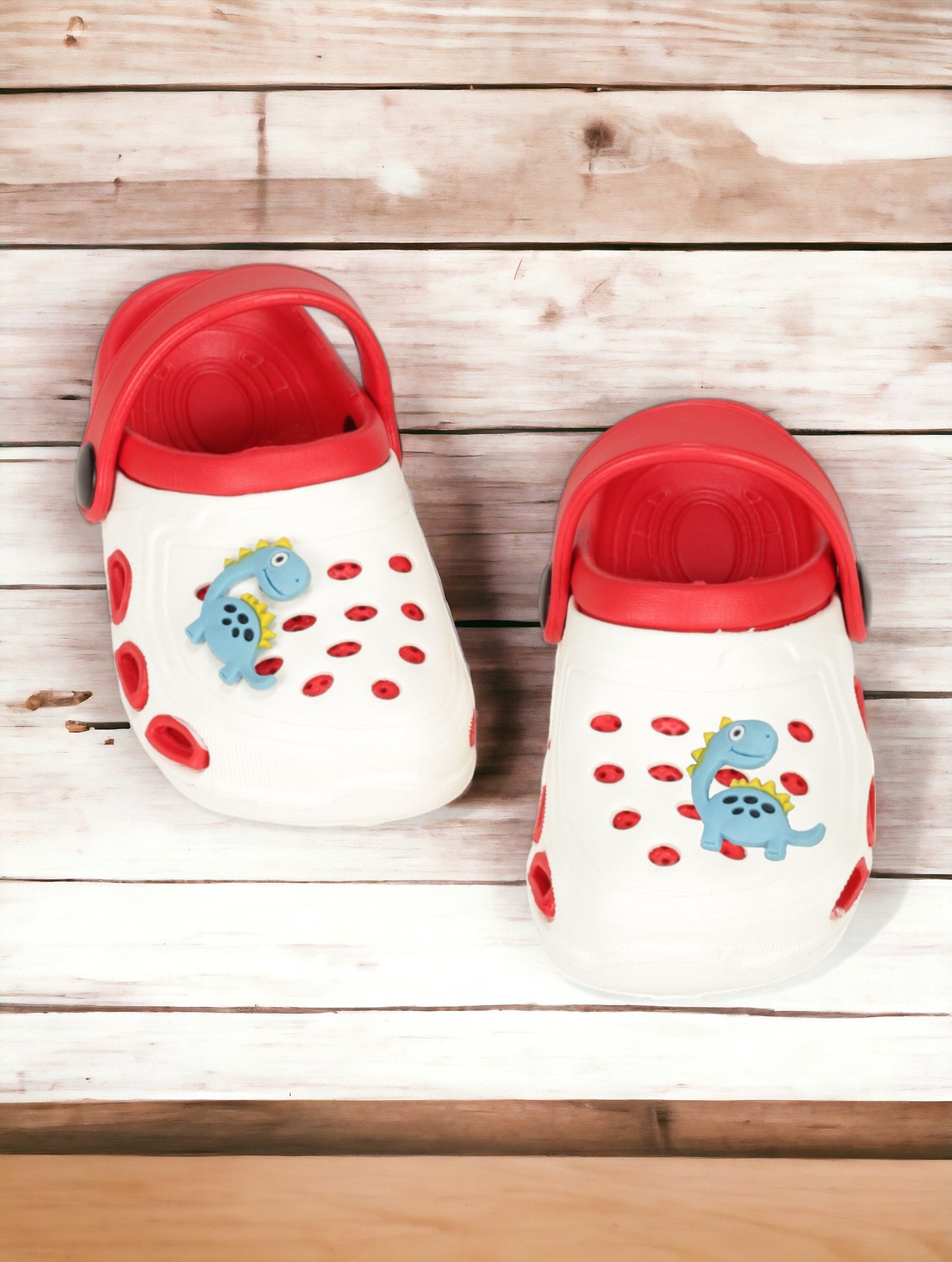 Dinosaur Applique Anti-Slip Clogs - Cream