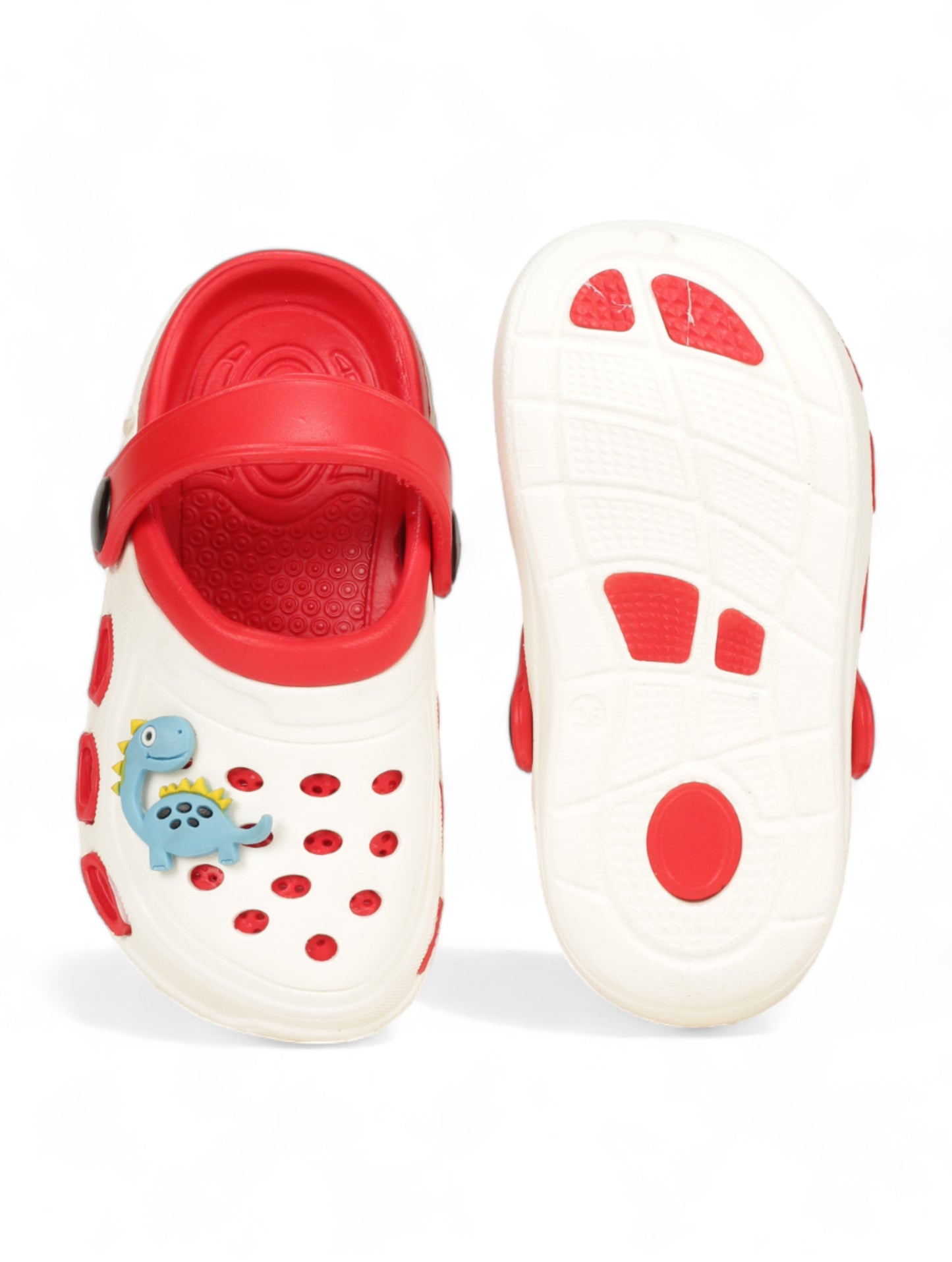 Dinosaur Applique Anti-Slip Clogs - Cream