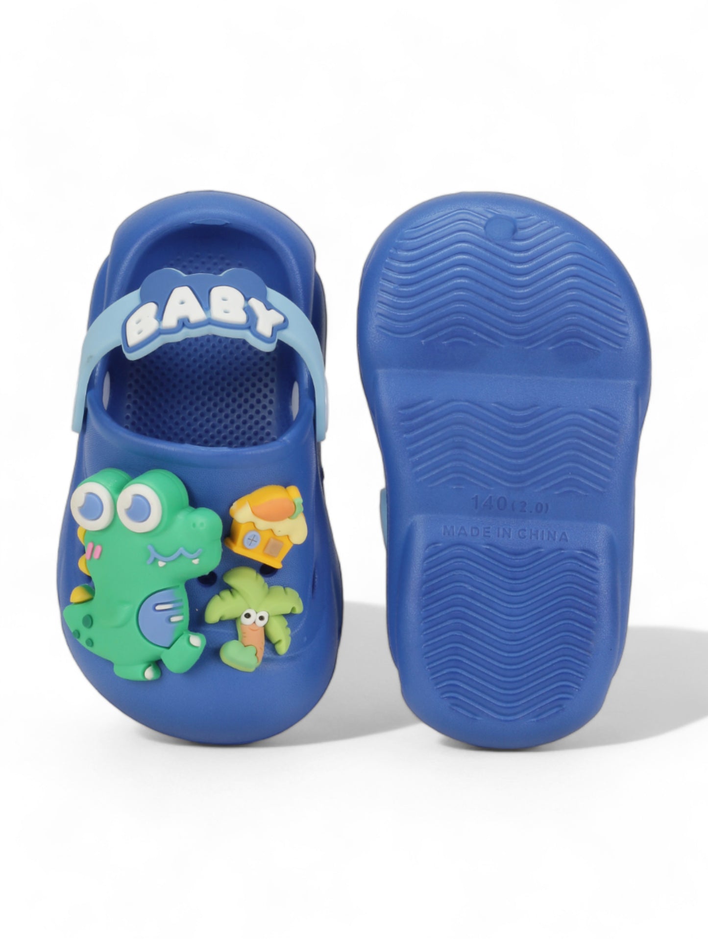 Dinosaur Applique Anti-Slip Clogs - Navy Blue