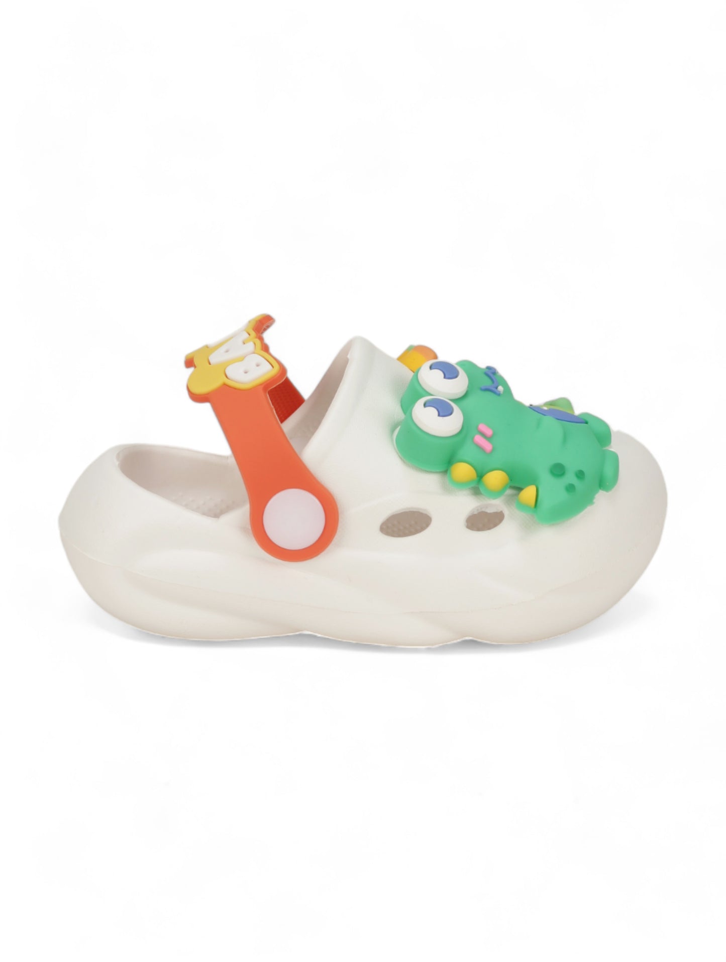 Dinosaur Applique Anti-Slip Clogs - Cream