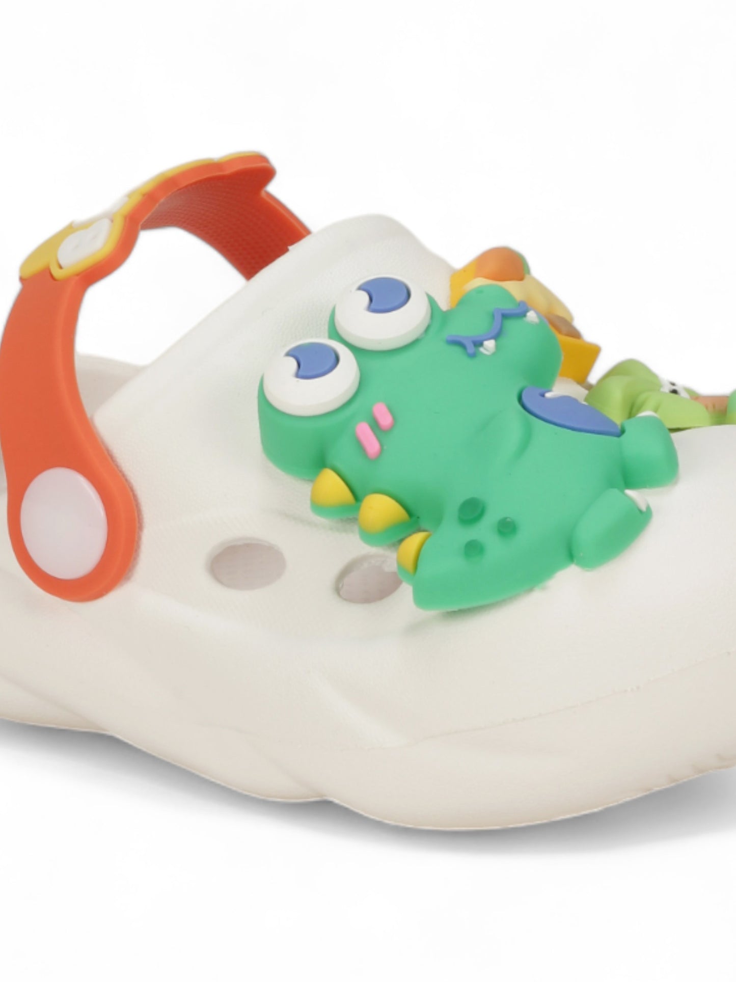 Dinosaur Applique Anti-Slip Clogs - Cream