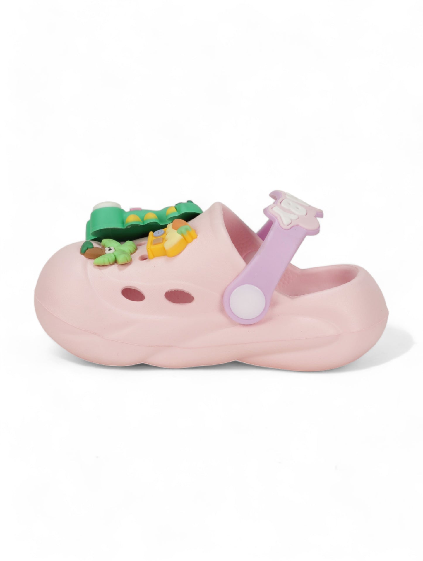 Dinosaur Applique Anti-Slip Clogs - Pink