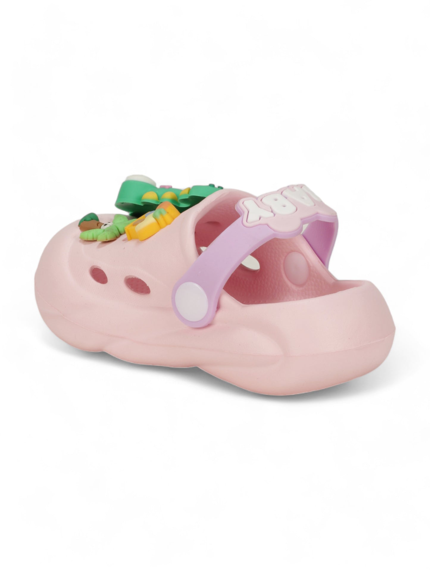 Dinosaur Applique Anti-Slip Clogs - Pink