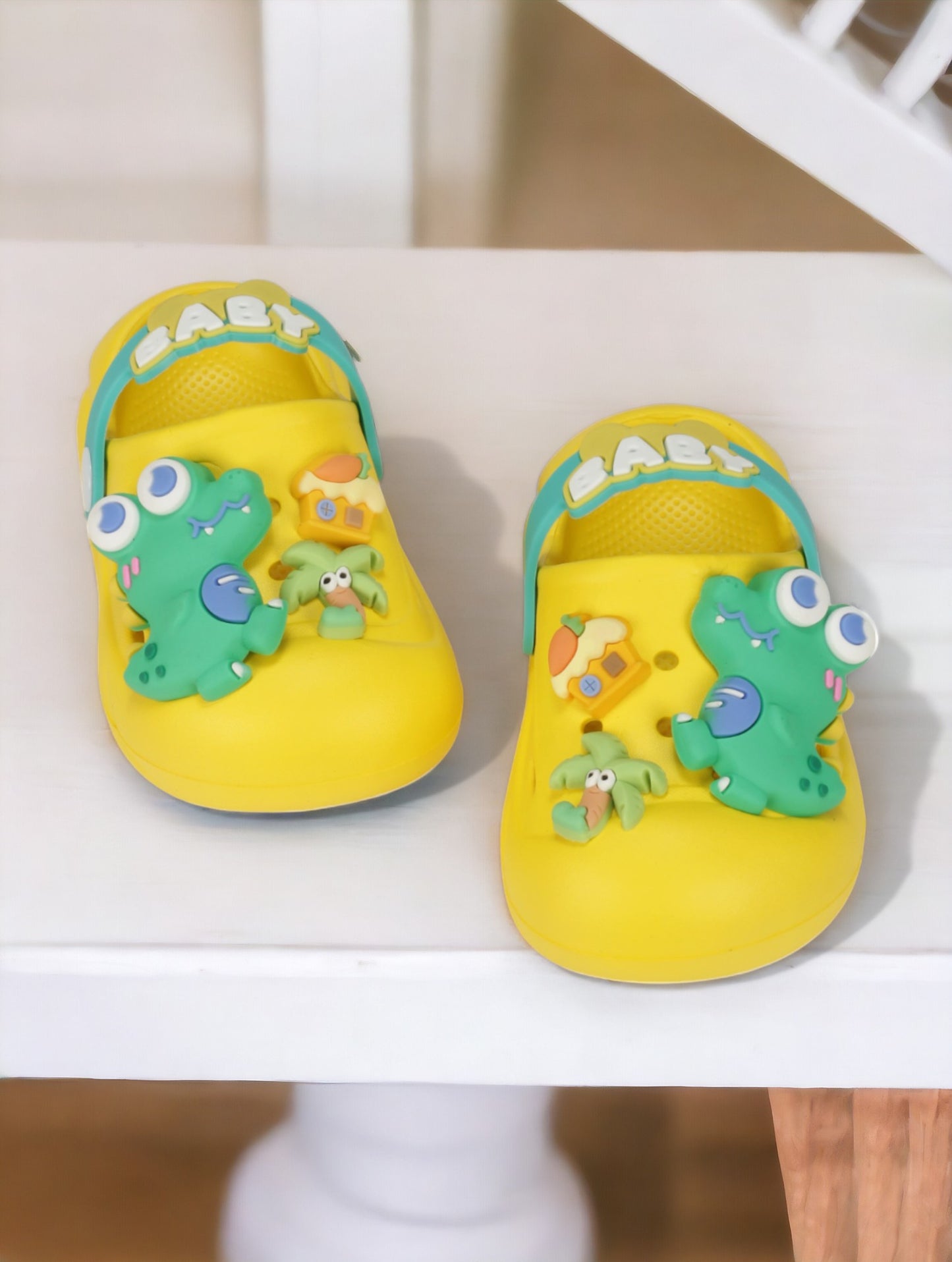 Dinosaur Applique Anti-Slip Clogs - Yellow