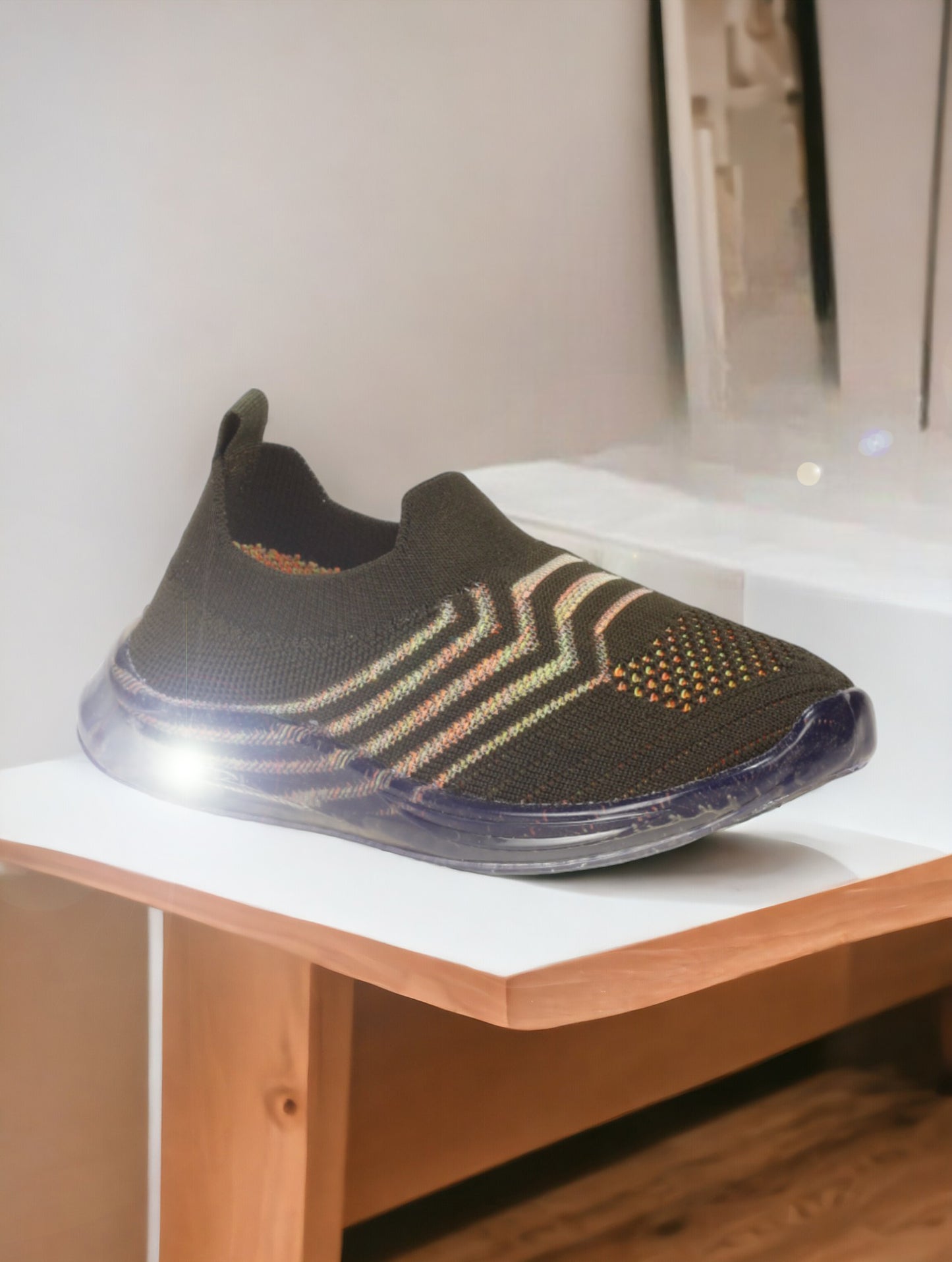 Sports Slip On Shoes With Led Light - Green