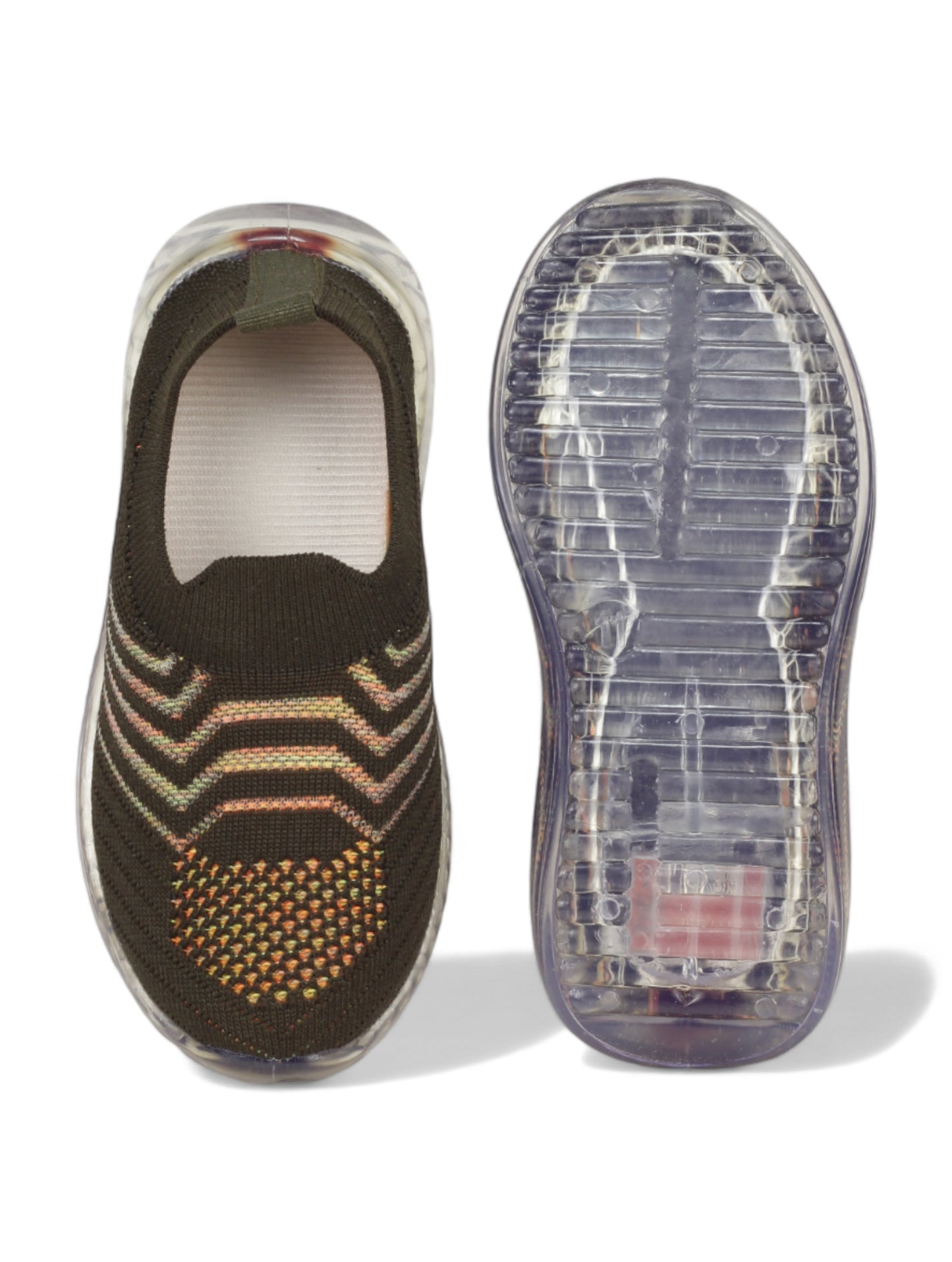 Sports Slip On Shoes With Led Light - Green