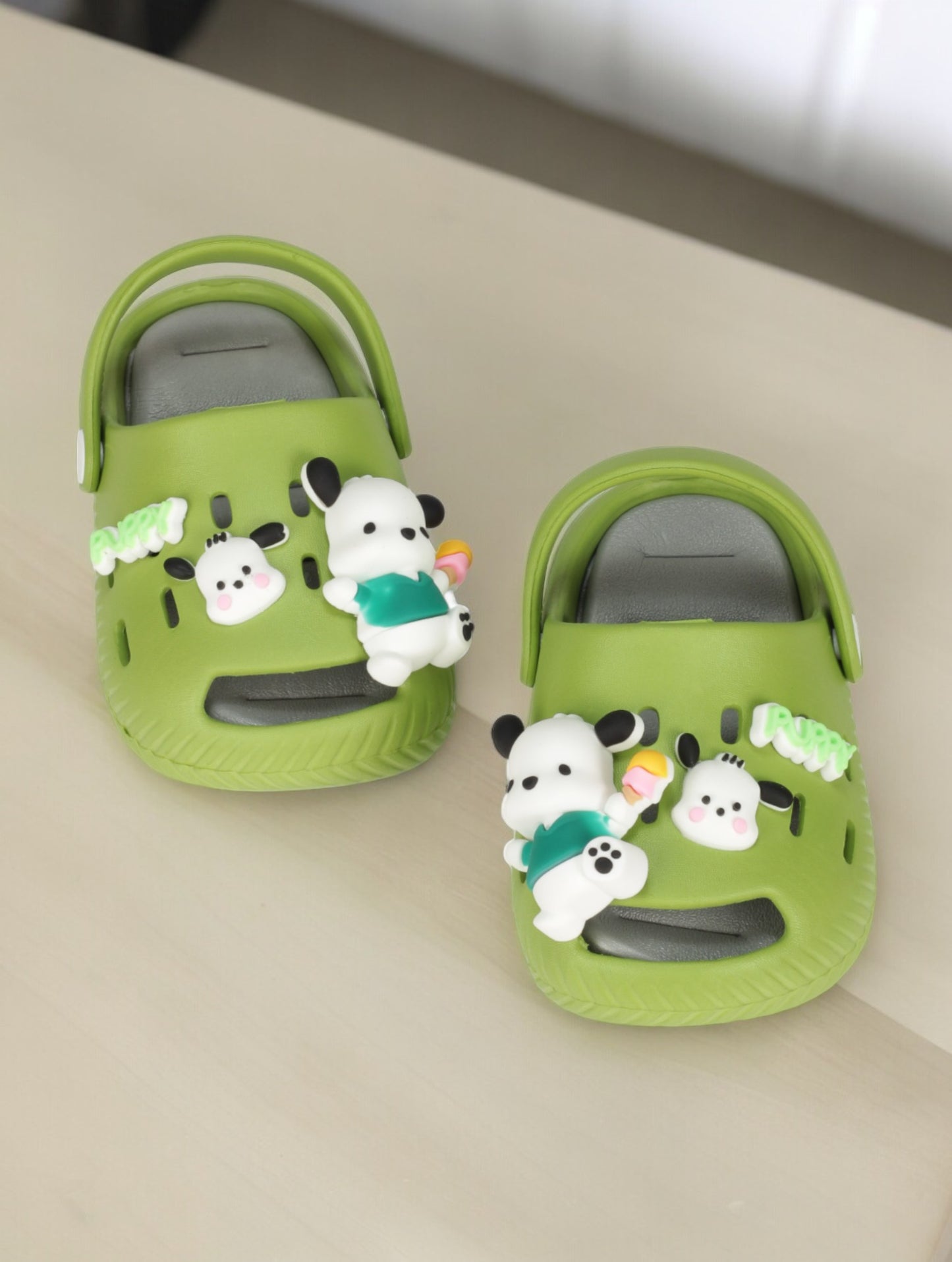 Dog Applique Anti-Slip Clogs - Green