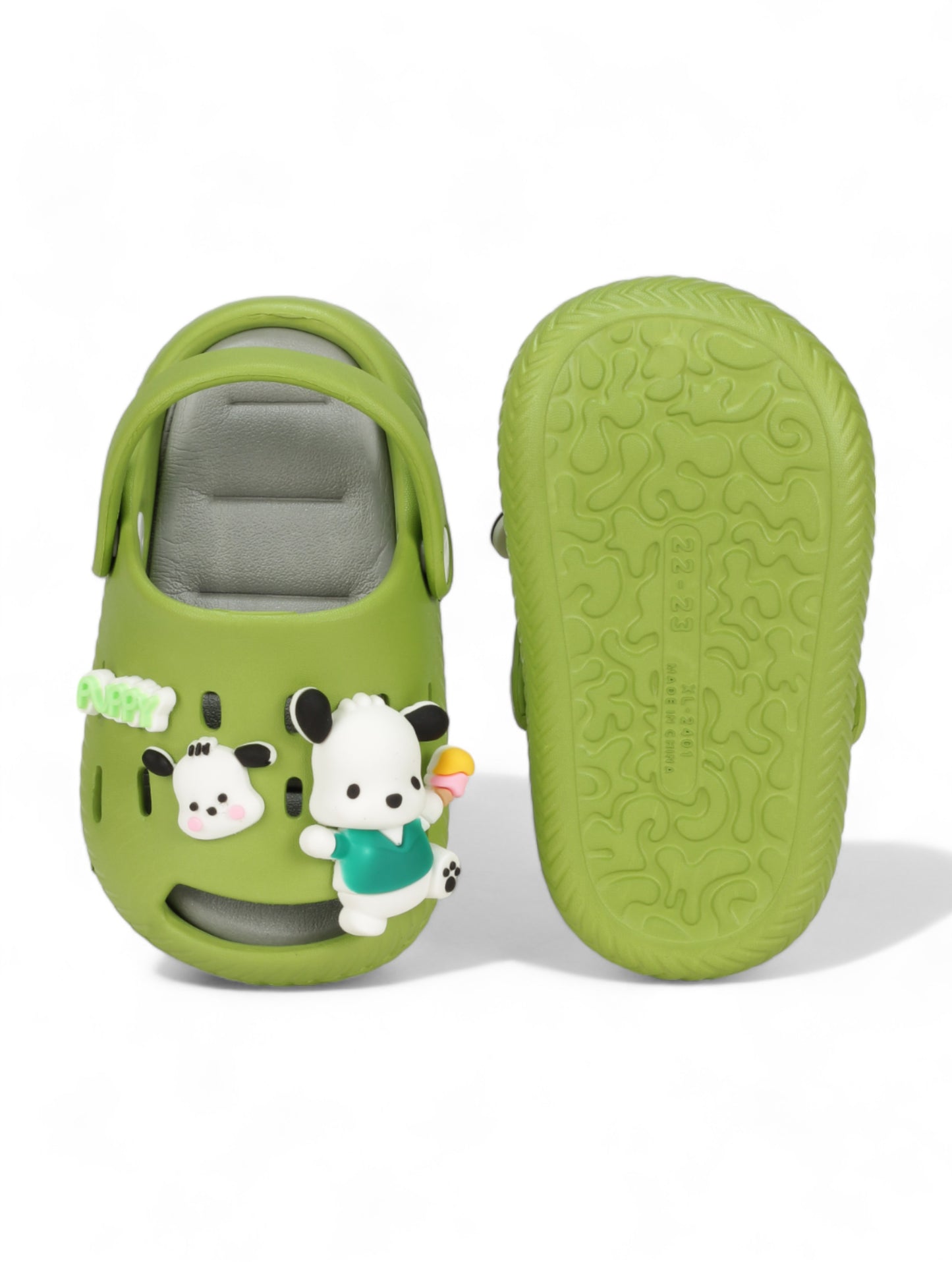 Dog Applique Anti-Slip Clogs - Green