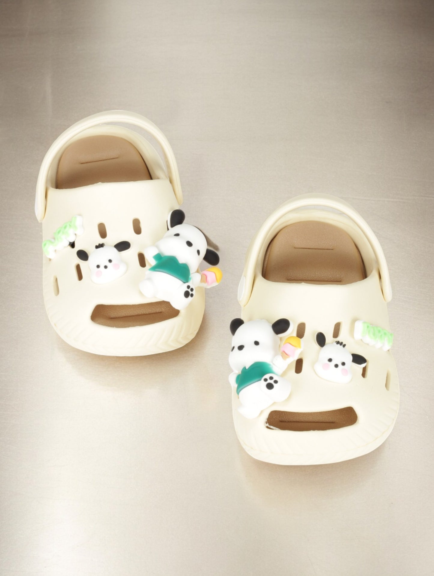 Dog Applique Anti-Slip Clogs - Cream