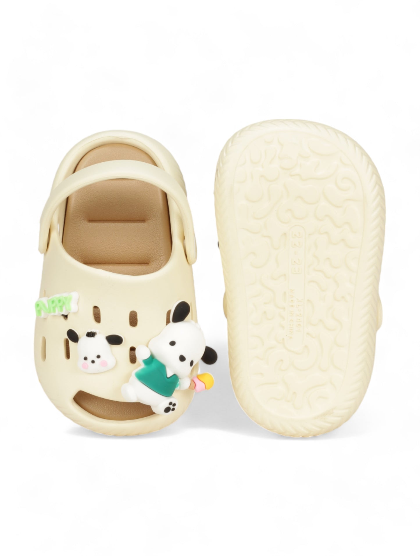 Dog Applique Anti-Slip Clogs - Cream