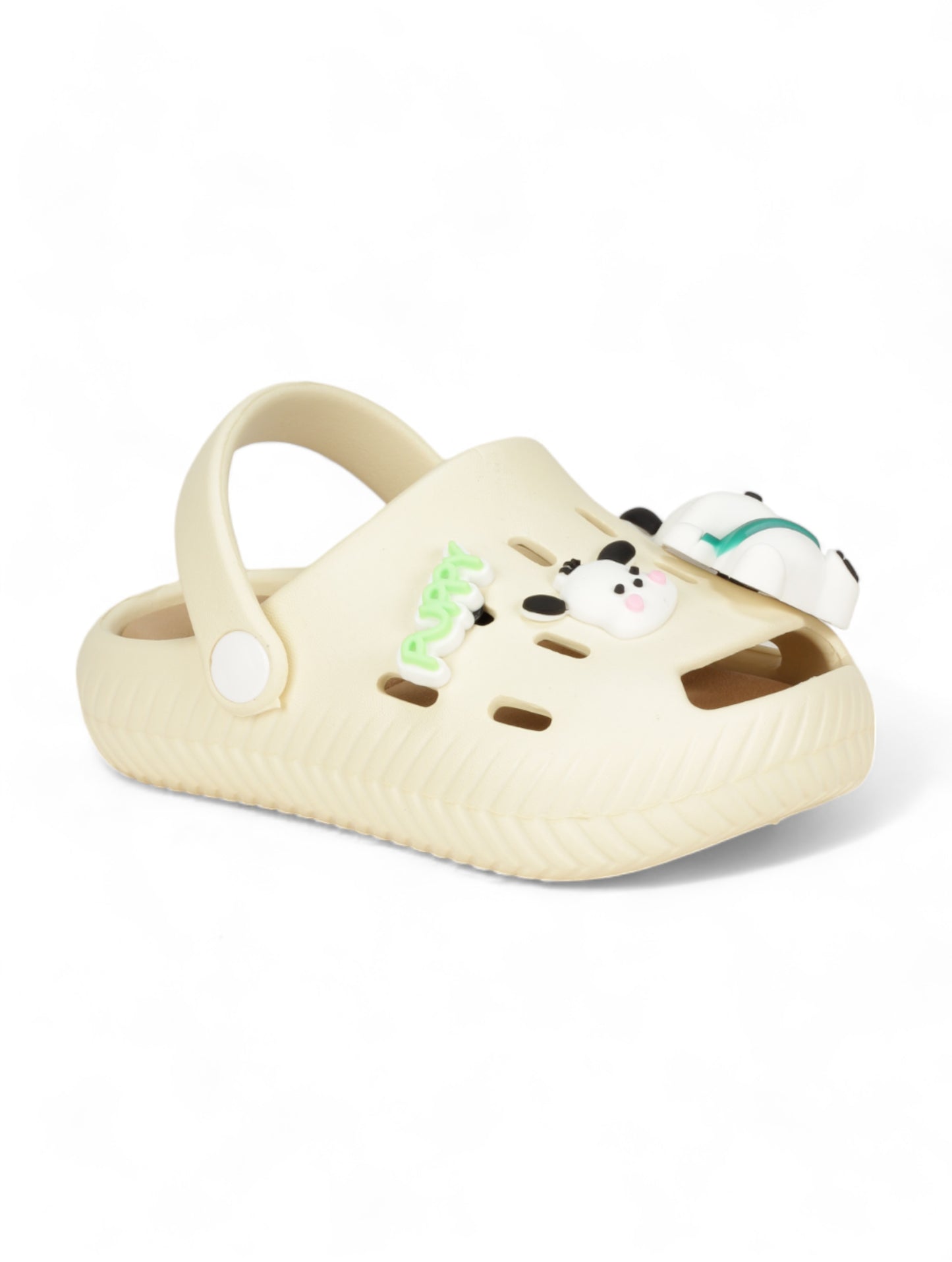 Dog Applique Anti-Slip Clogs - Cream