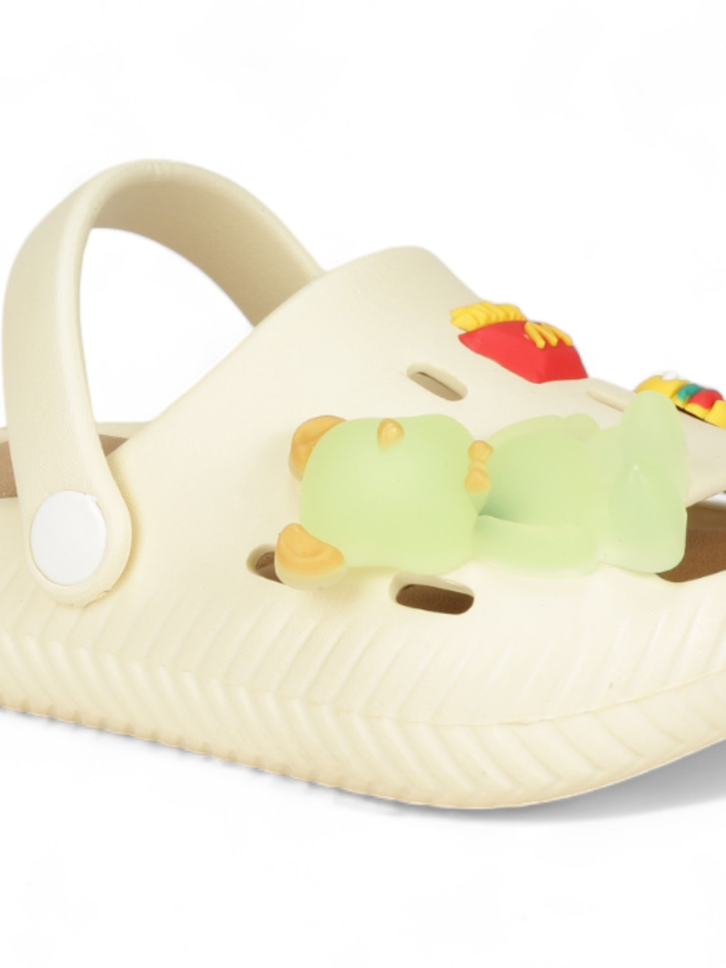Bear Applique Anti-Slip Clogs - Cream