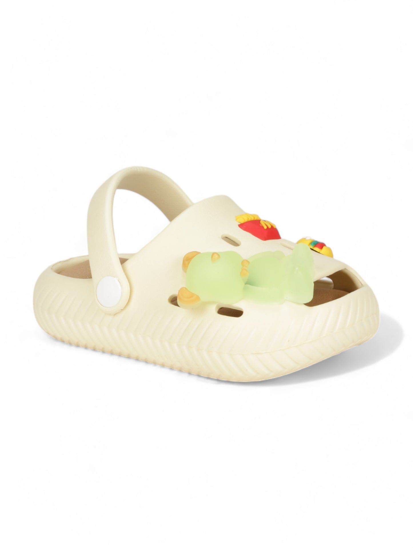 Bear Applique Anti-Slip Clogs - Cream