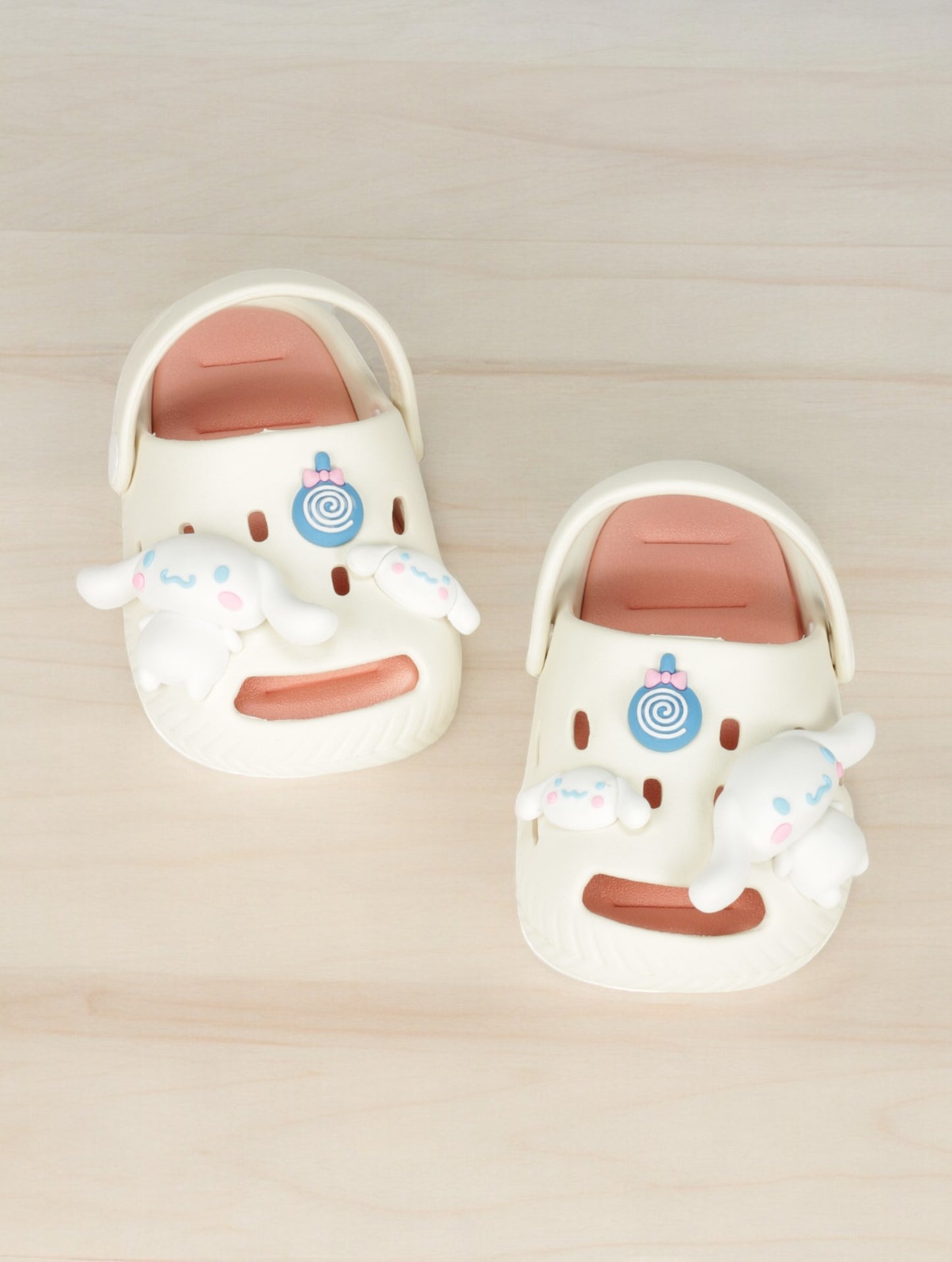 Rabbit Applique Anti-Slip Clogs - Cream