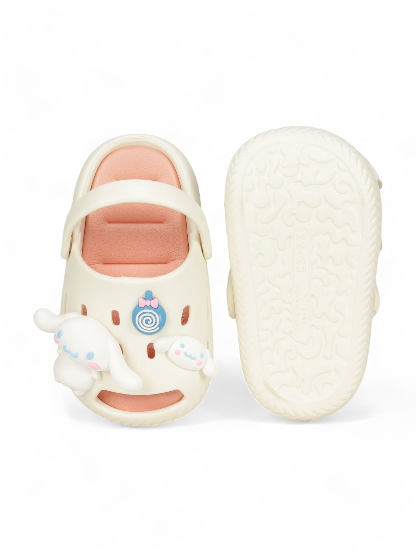 Rabbit Applique Anti-Slip Clogs - Cream