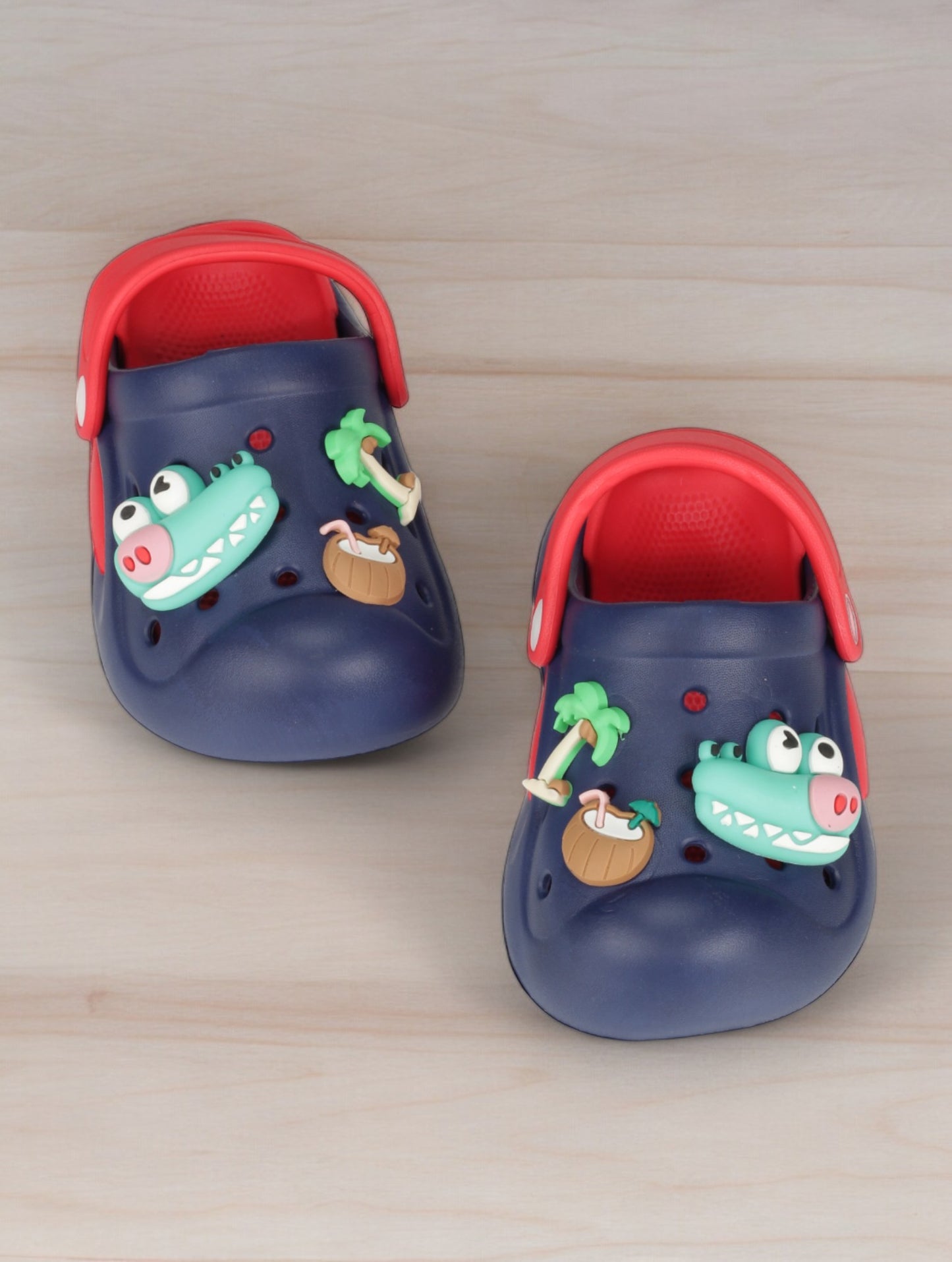 Alligator Applique Anti-Slip Clogs - Navy Blue