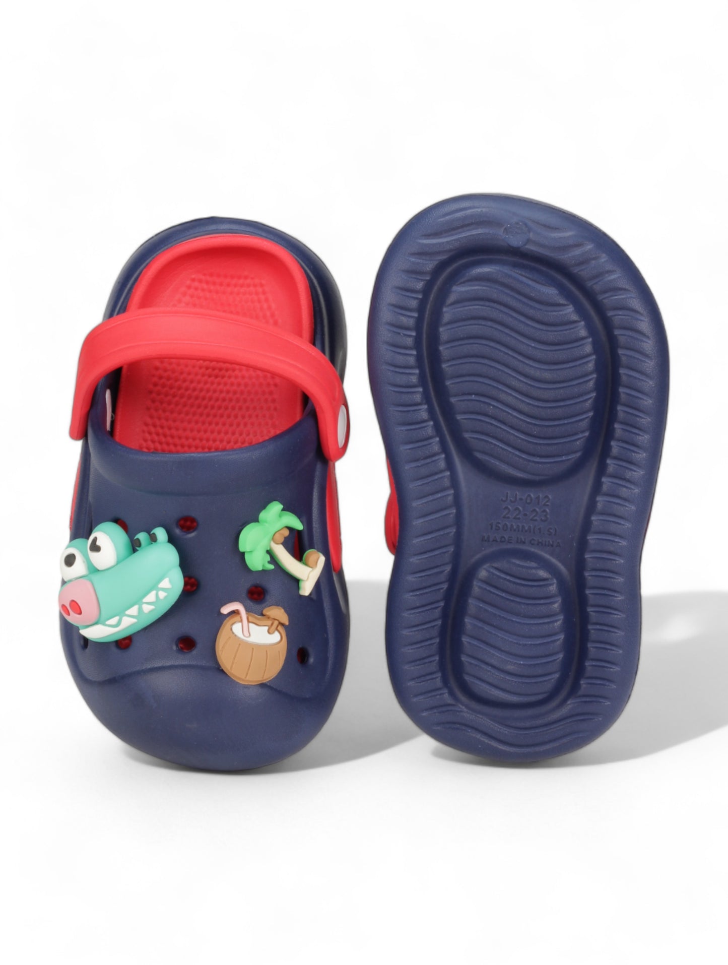 Alligator Applique Anti-Slip Clogs - Navy Blue