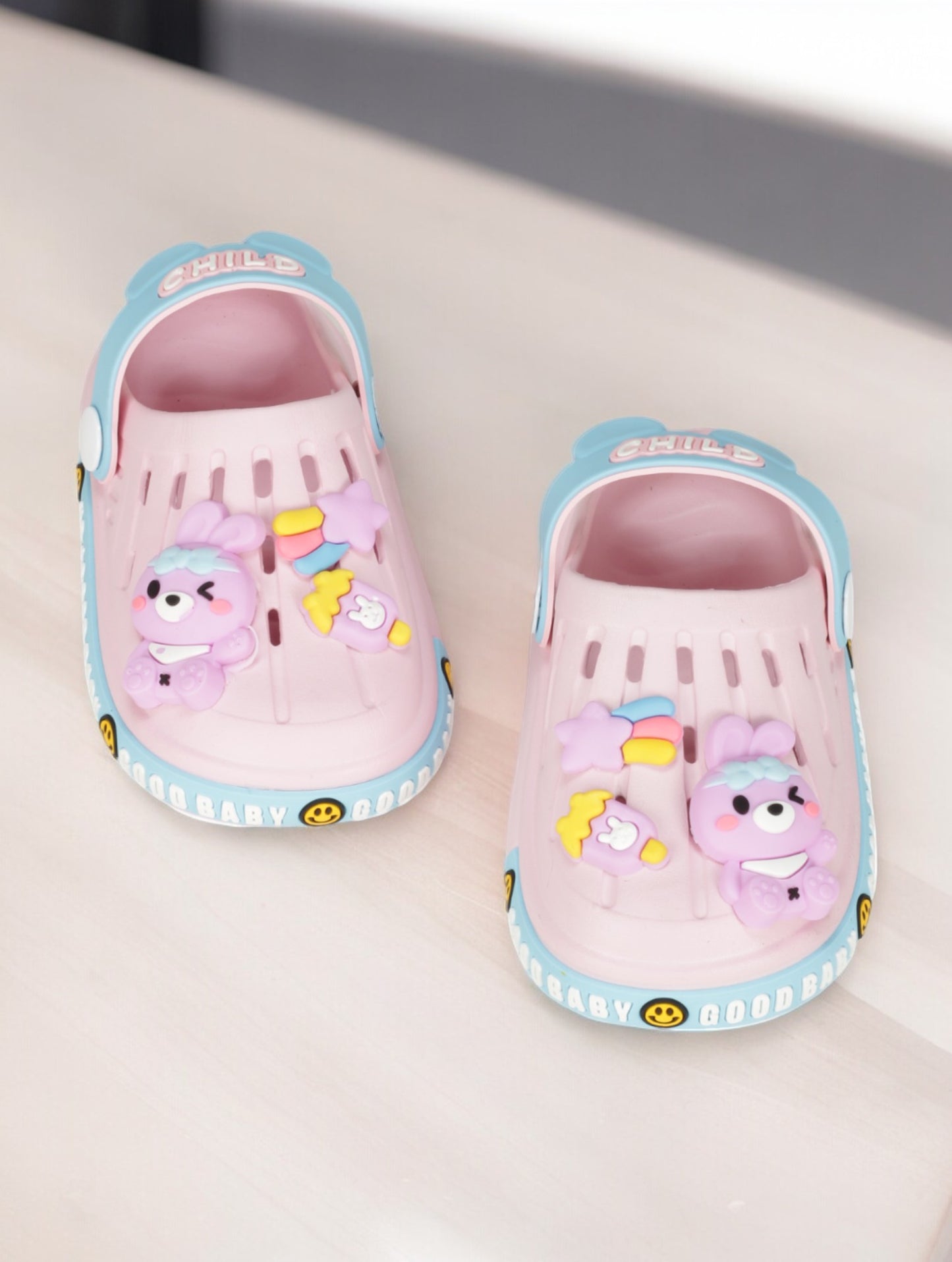 Bunny Applique Anti-Slip Clogs - Pink
