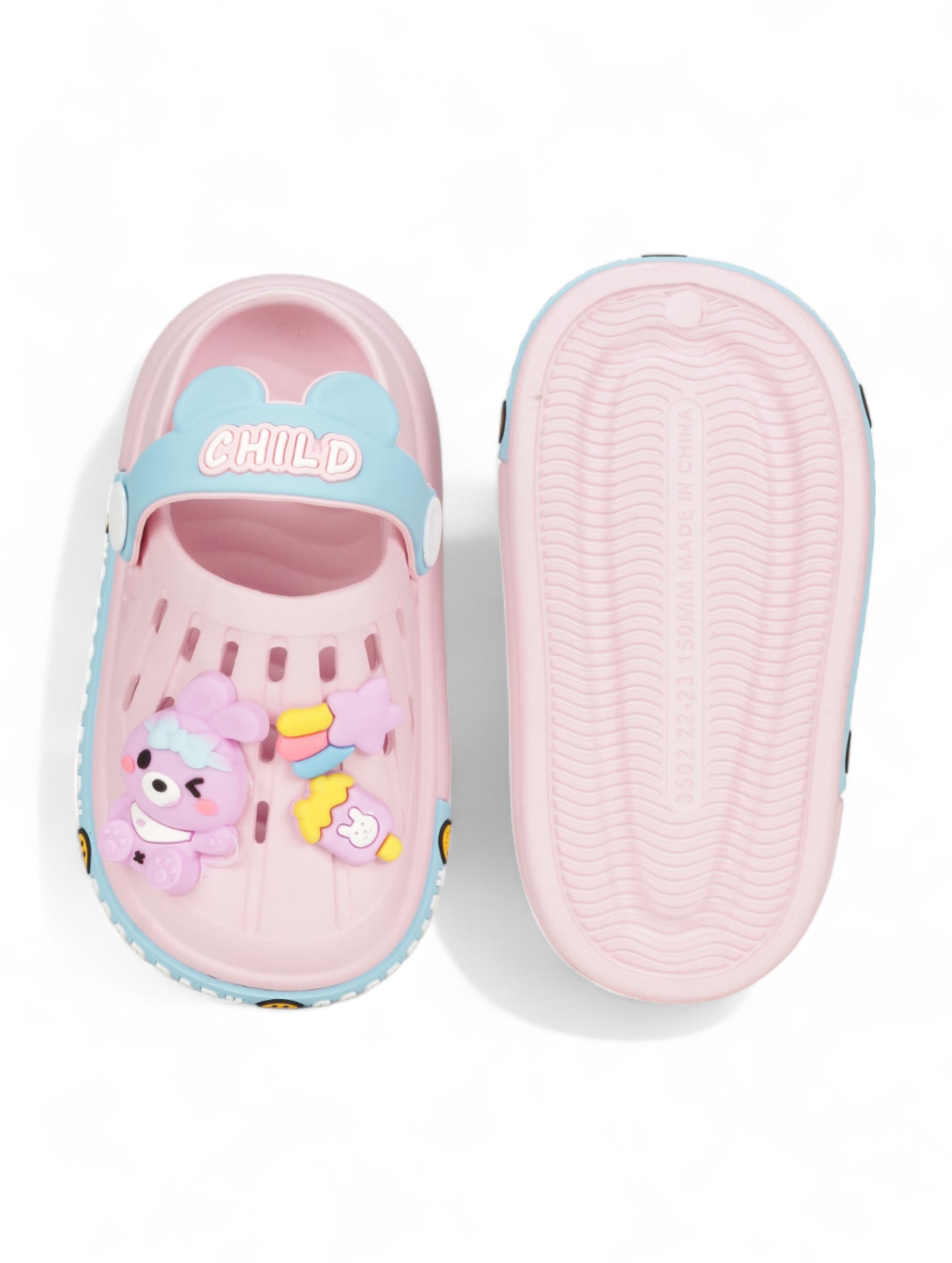 Bunny Applique Anti-Slip Clogs - Pink