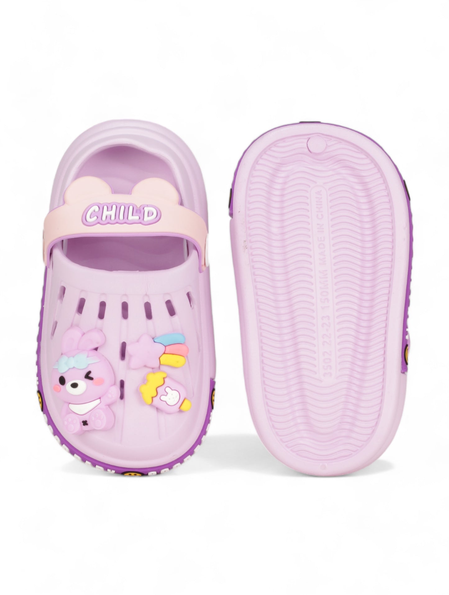 Bunny Applique Anti-Slip Clogs - Mauve