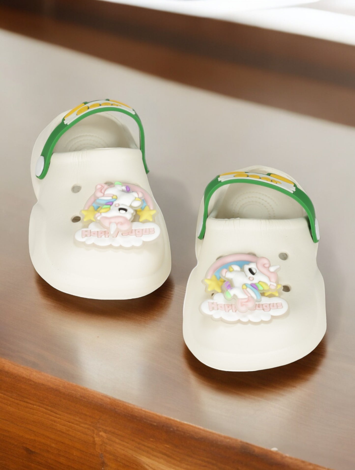 Unicorn Applique Anti-Slip Led Clogs - Cream