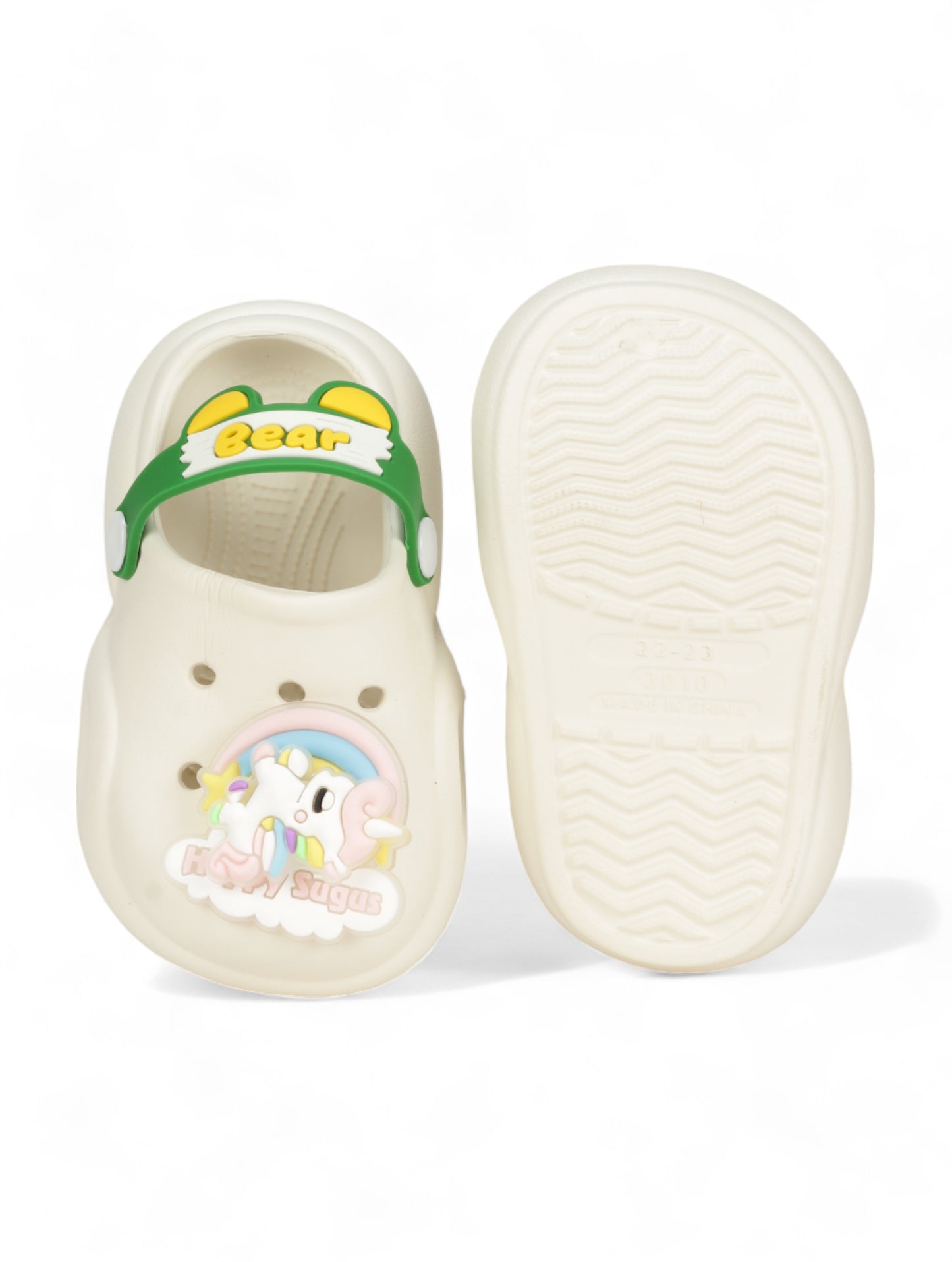 Unicorn Applique Anti-Slip Led Clogs - Cream