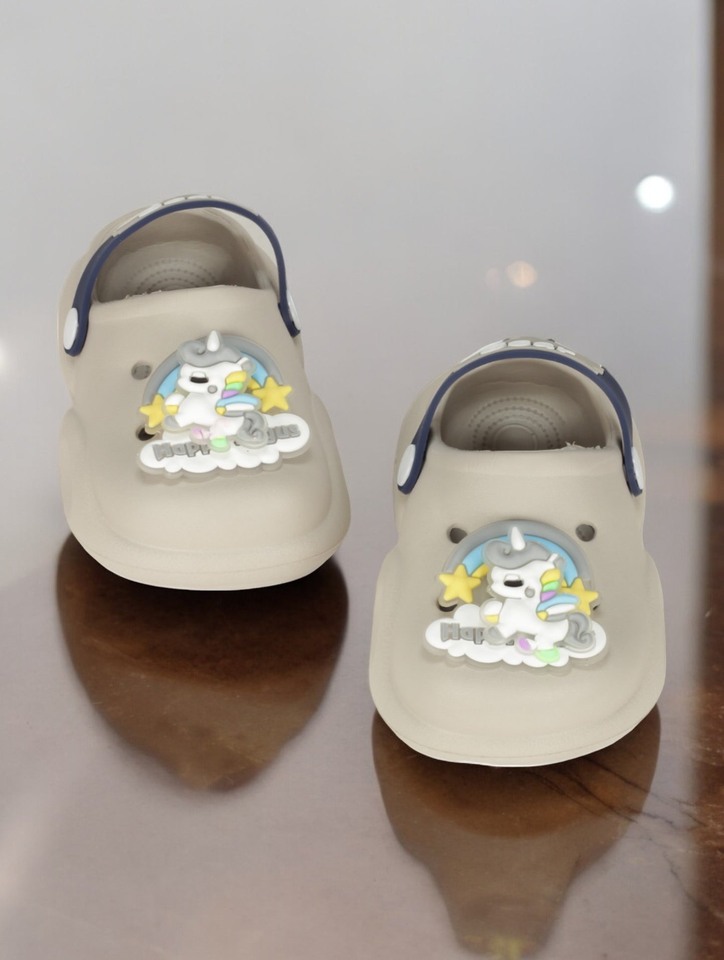 Unicorn Applique Anti-Slip Led Clogs - Grey