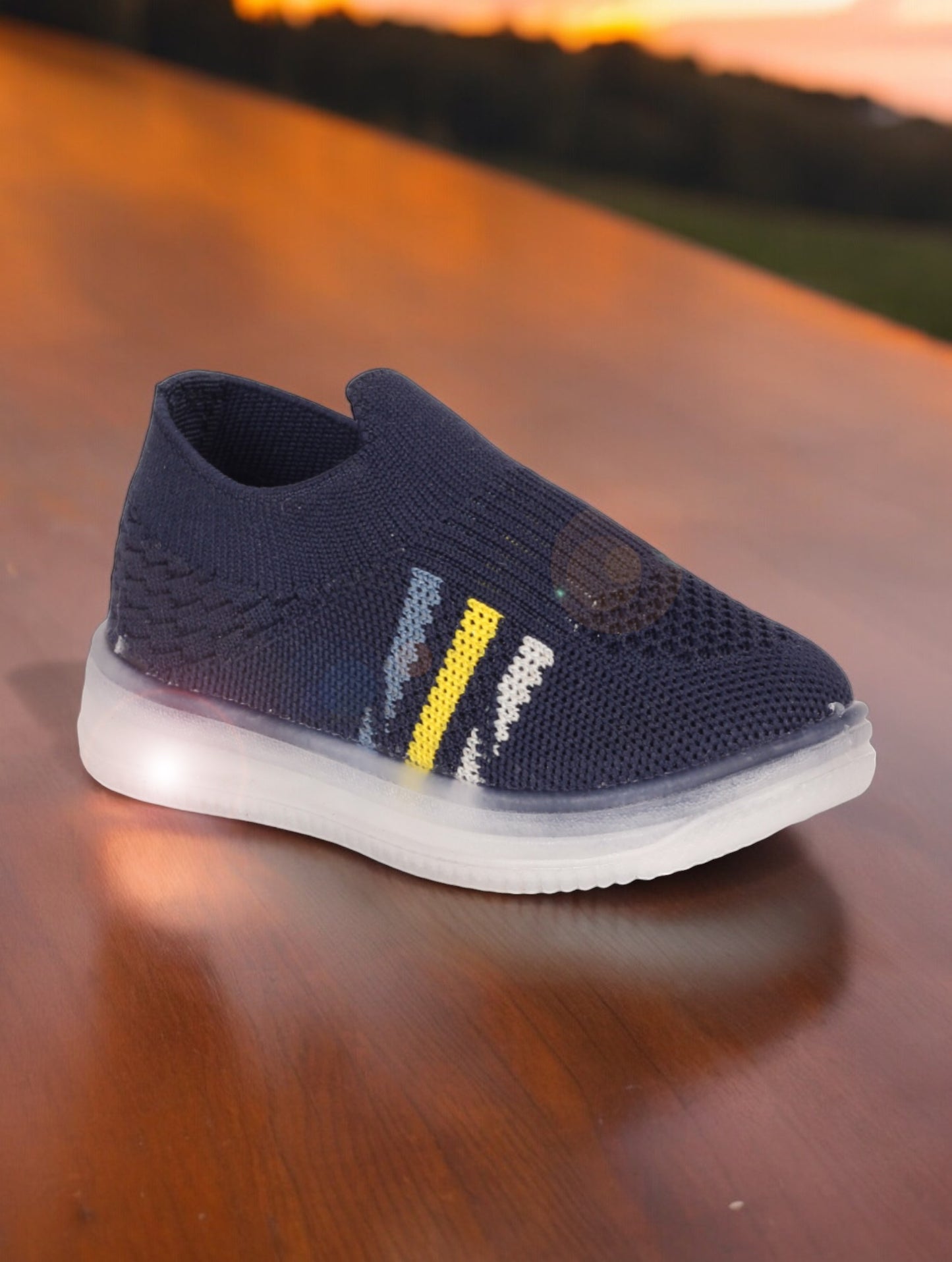 Casual Slip On Shoes With Led Light - Navy Blue