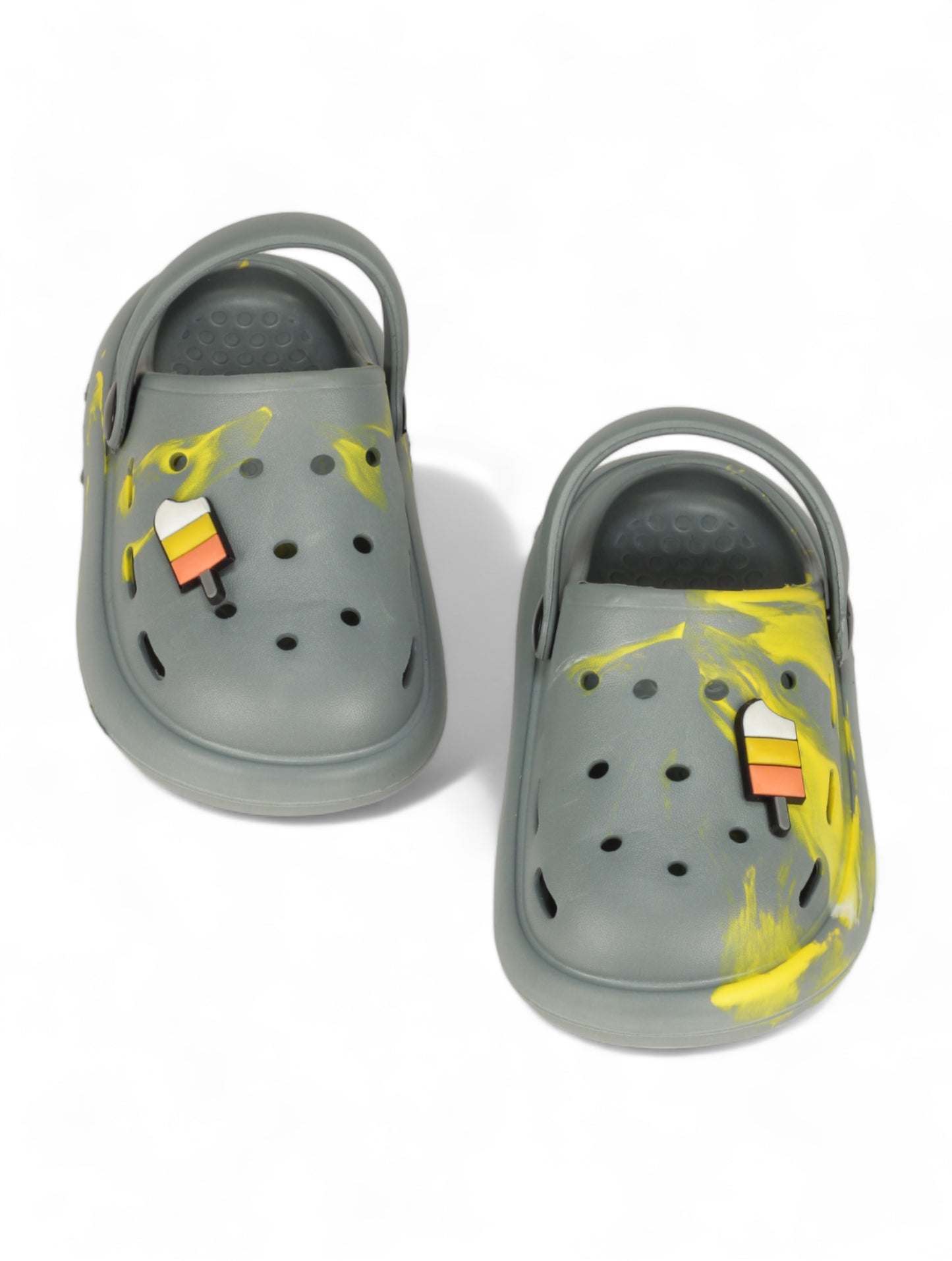 Marble Look Ice Cream Applique Anti-Slip Clogs - Grey