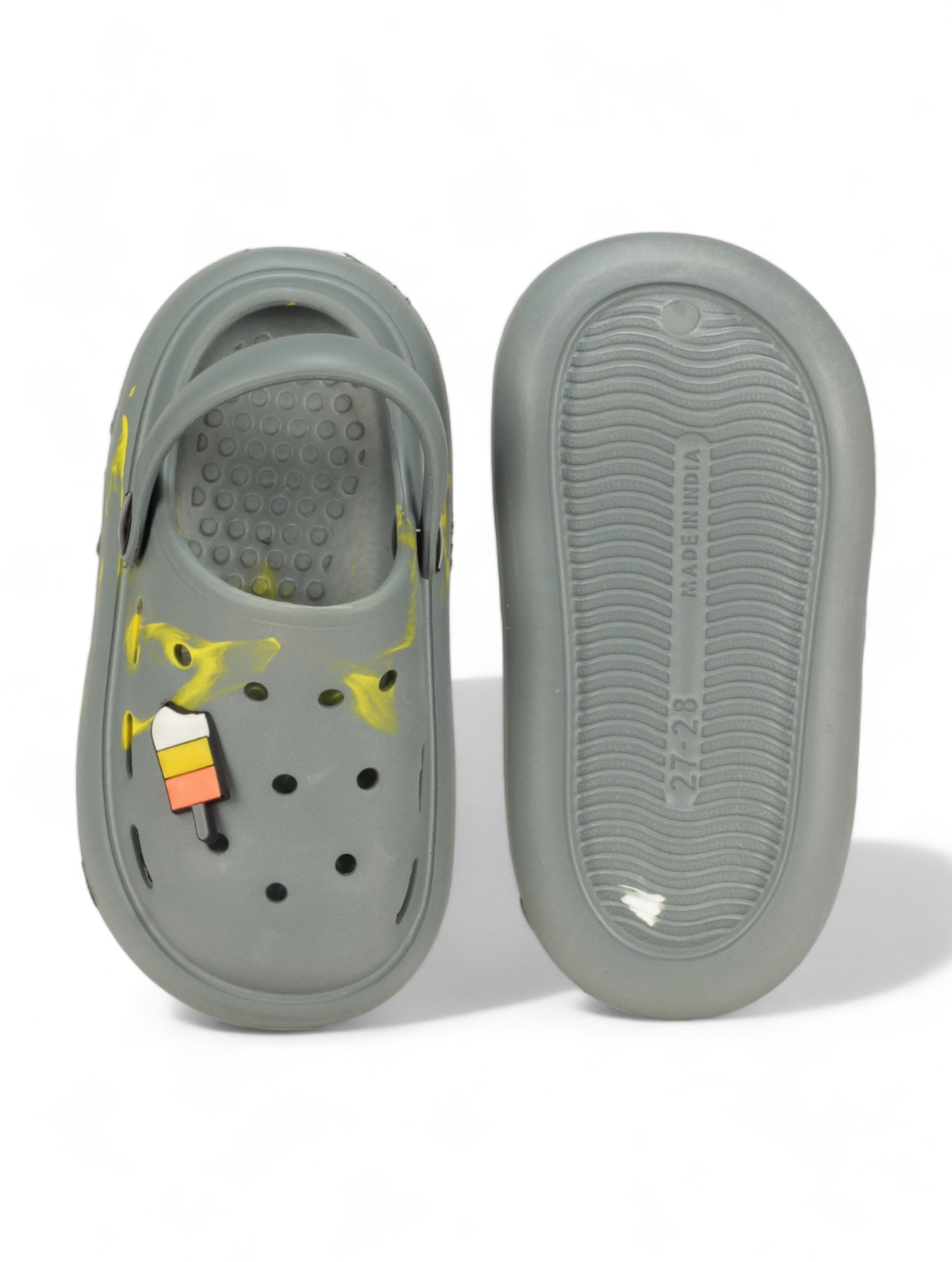 Marble Look Ice Cream Applique Anti-Slip Clogs - Grey